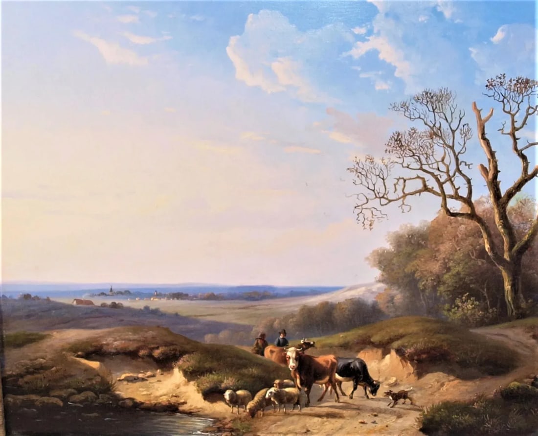 Early 19th Century Pastoral Landscape Oil Painting by Eugene Verboeckhoven and Louis Verwee, Framed - 2