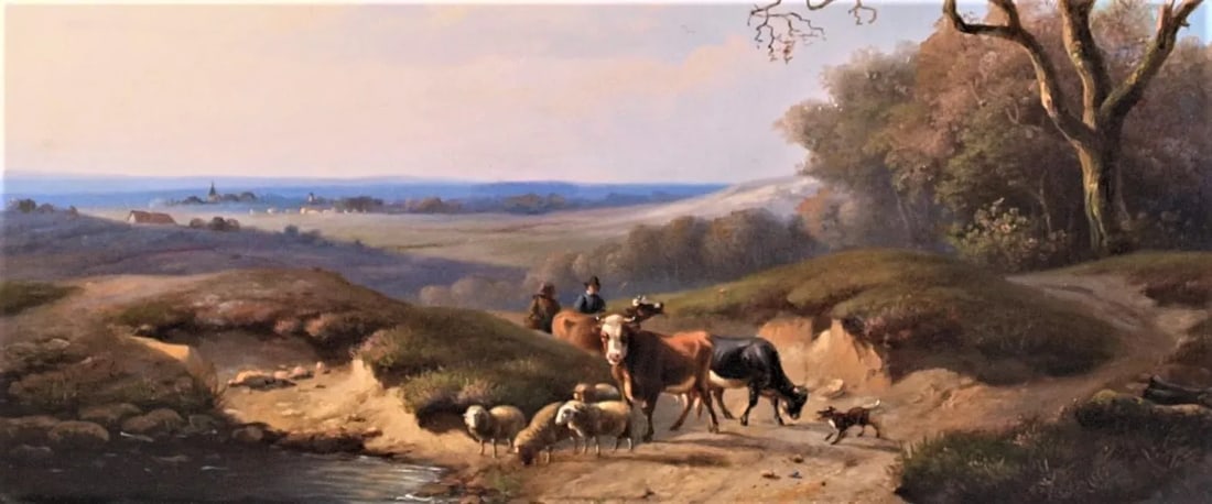 Early 19th Century Pastoral Landscape Oil Painting by Eugene Verboeckhoven and Louis Verwee, Framed - 3