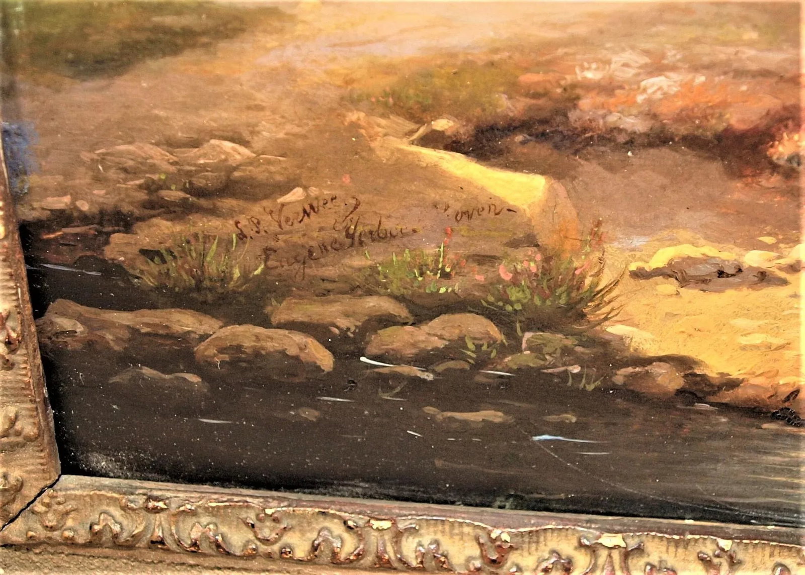 Early 19th Century Pastoral Landscape Oil Painting by Eugene Verboeckhoven and Louis Verwee, Framed - 5