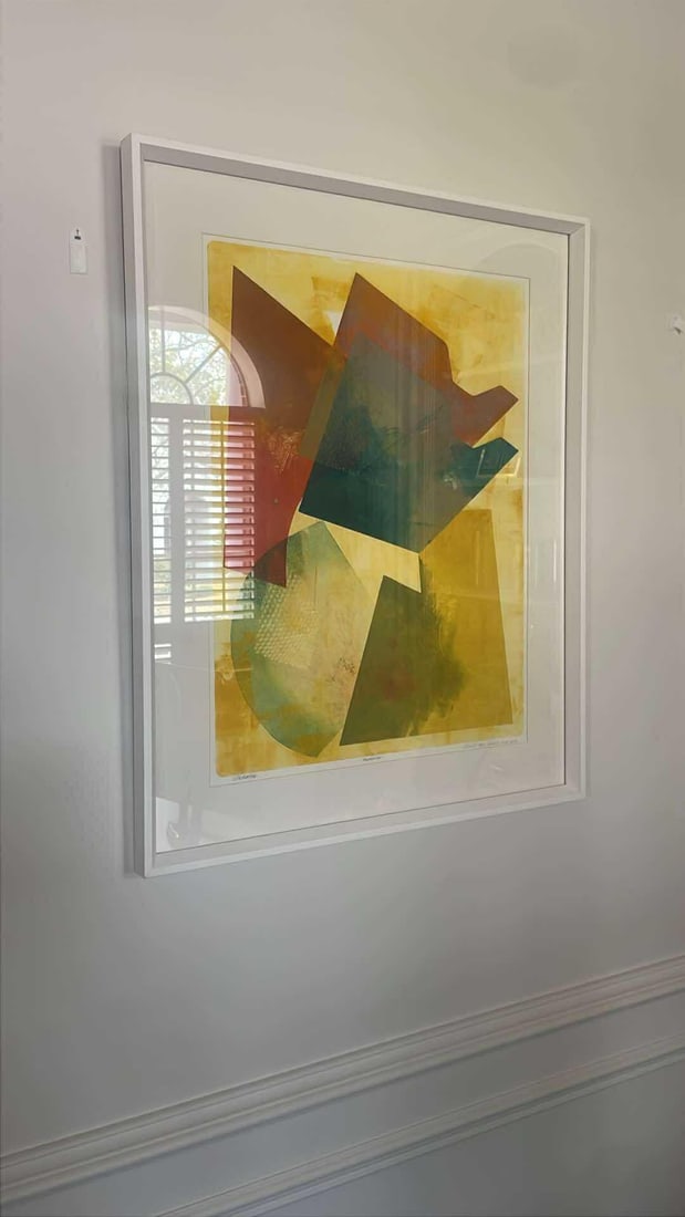 Contemporary "Clockwise" by David Mac Innes - Signed Monoprint, 2004 - 25 X 32 - Custom Framed - 8