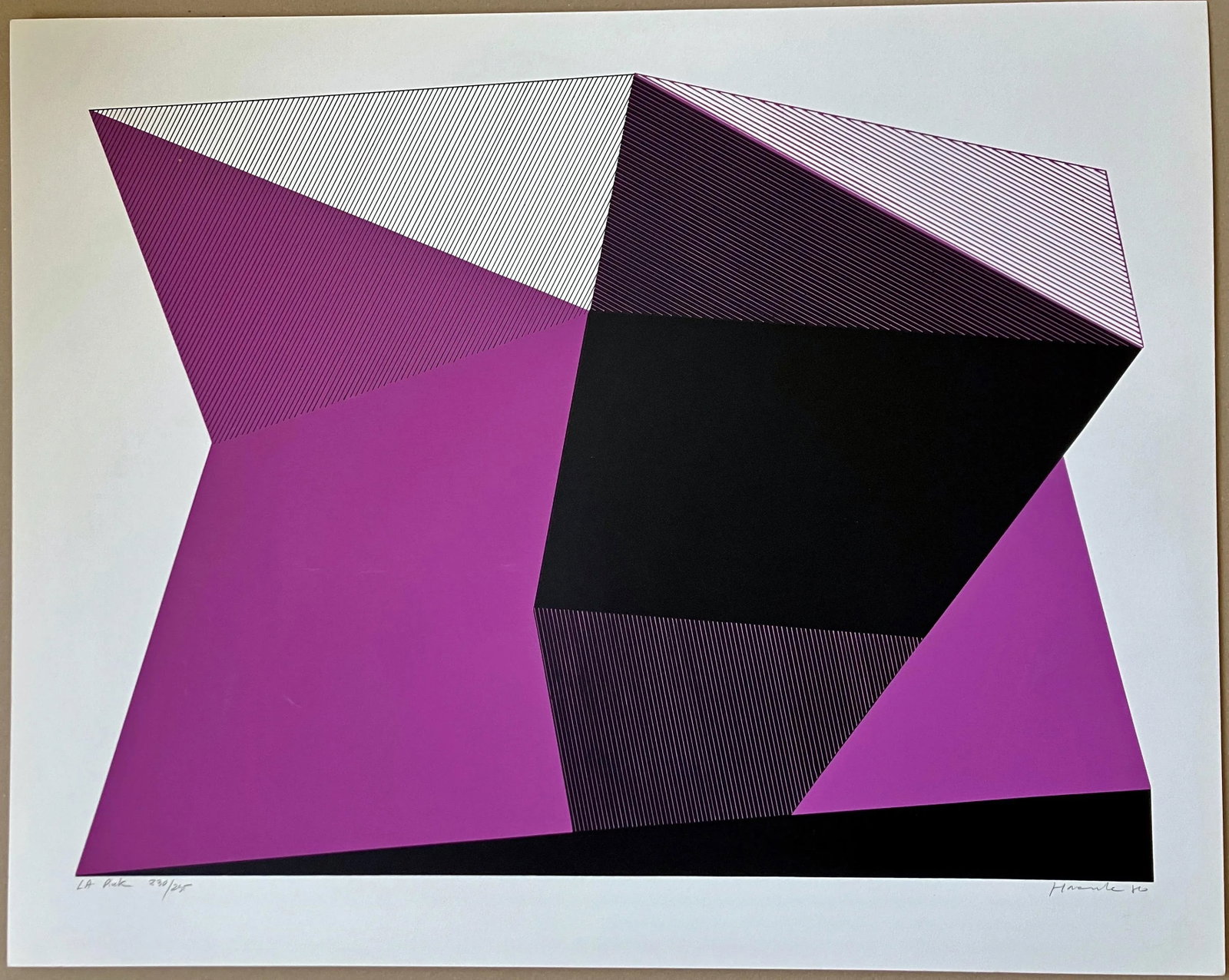 1980s "L.A. Pink" Jean-Marie Haesle Abstract Geometric Signed and Numbered Serigraph - 2