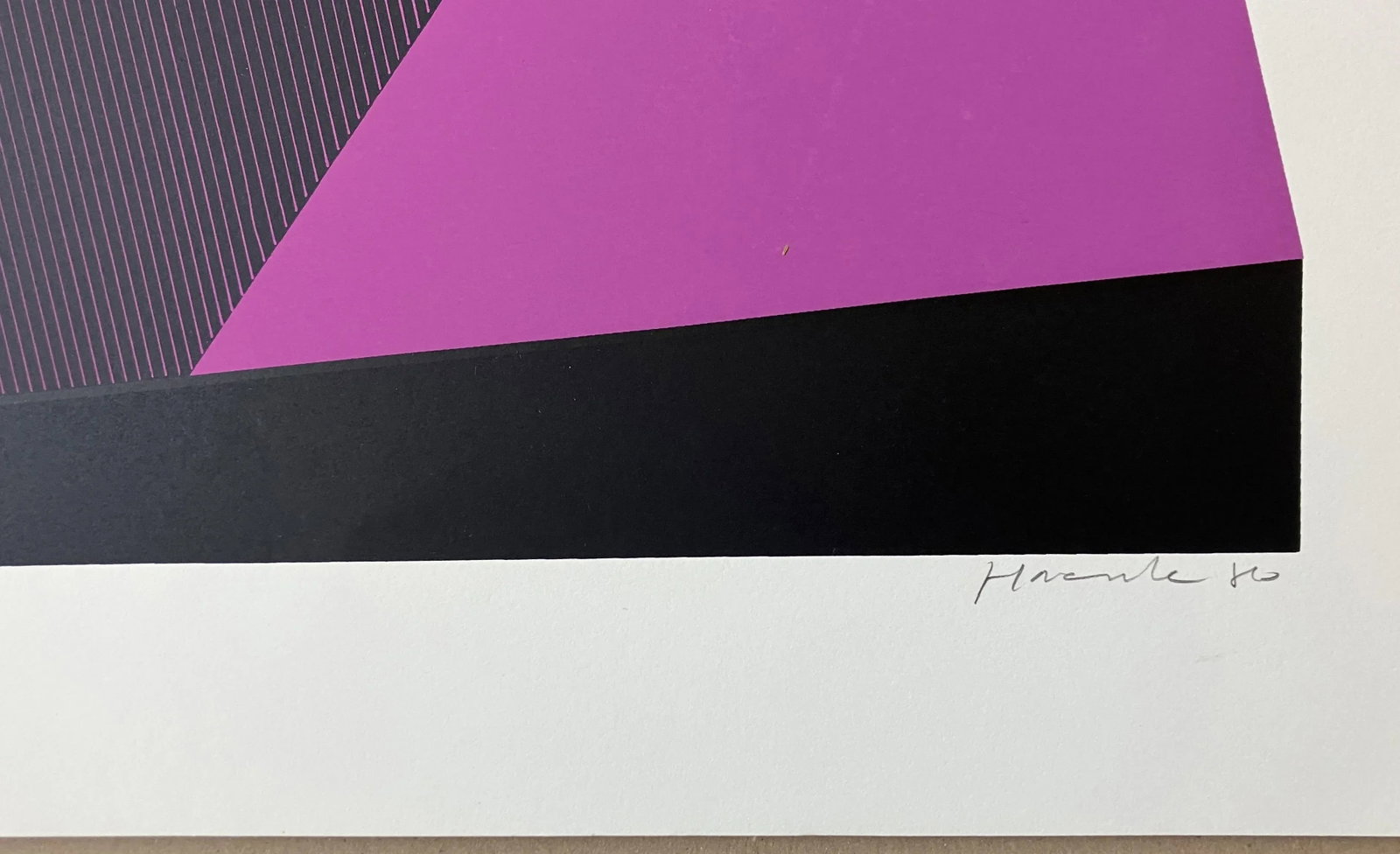 1980s "L.A. Pink" Jean-Marie Haesle Abstract Geometric Signed and Numbered Serigraph - 3