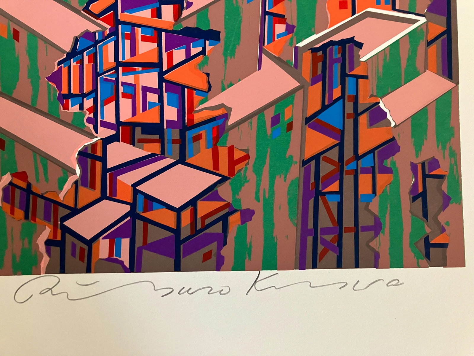 Risaburo Kimura Abstract Geometric Serigraph - City 366 - Signed, Numbered - 4