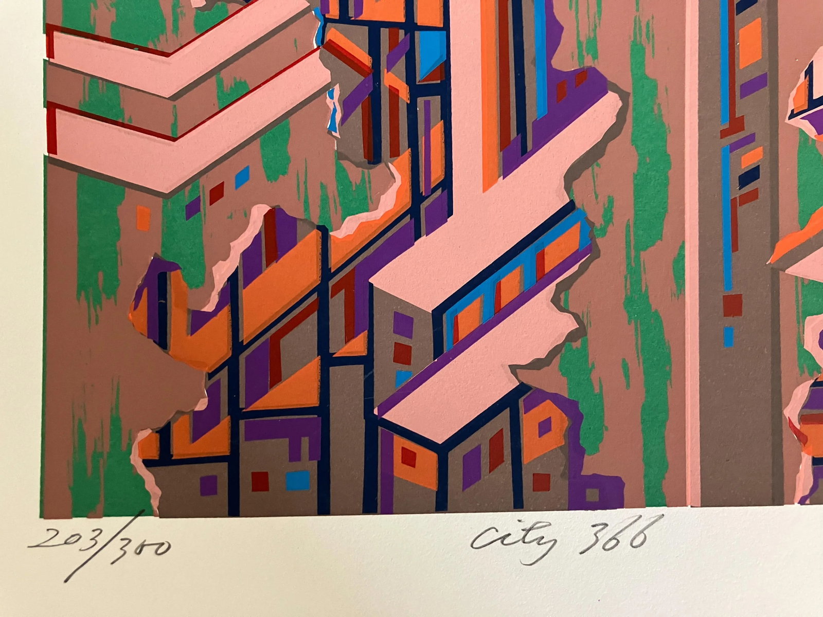 Risaburo Kimura Abstract Geometric Serigraph - City 366 - Signed, Numbered - 5