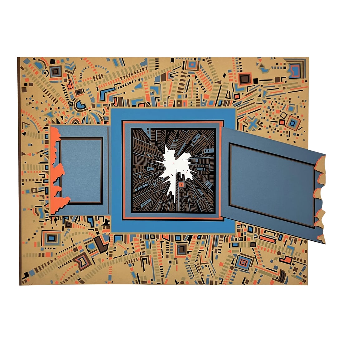 Risaburo Kimura - Abstract Geometric Serigraph - City 358 - Signed, Numbered: Artist: Risaburo Kimura- Japanese/American (1924-2014 ) Title: City 358 Year: circa 1972 Medium: Serigraph Sight size: 19.25 x 25.75 inches. Sheet size: 22.75 x 28.75 inches. Signature: Signed lower