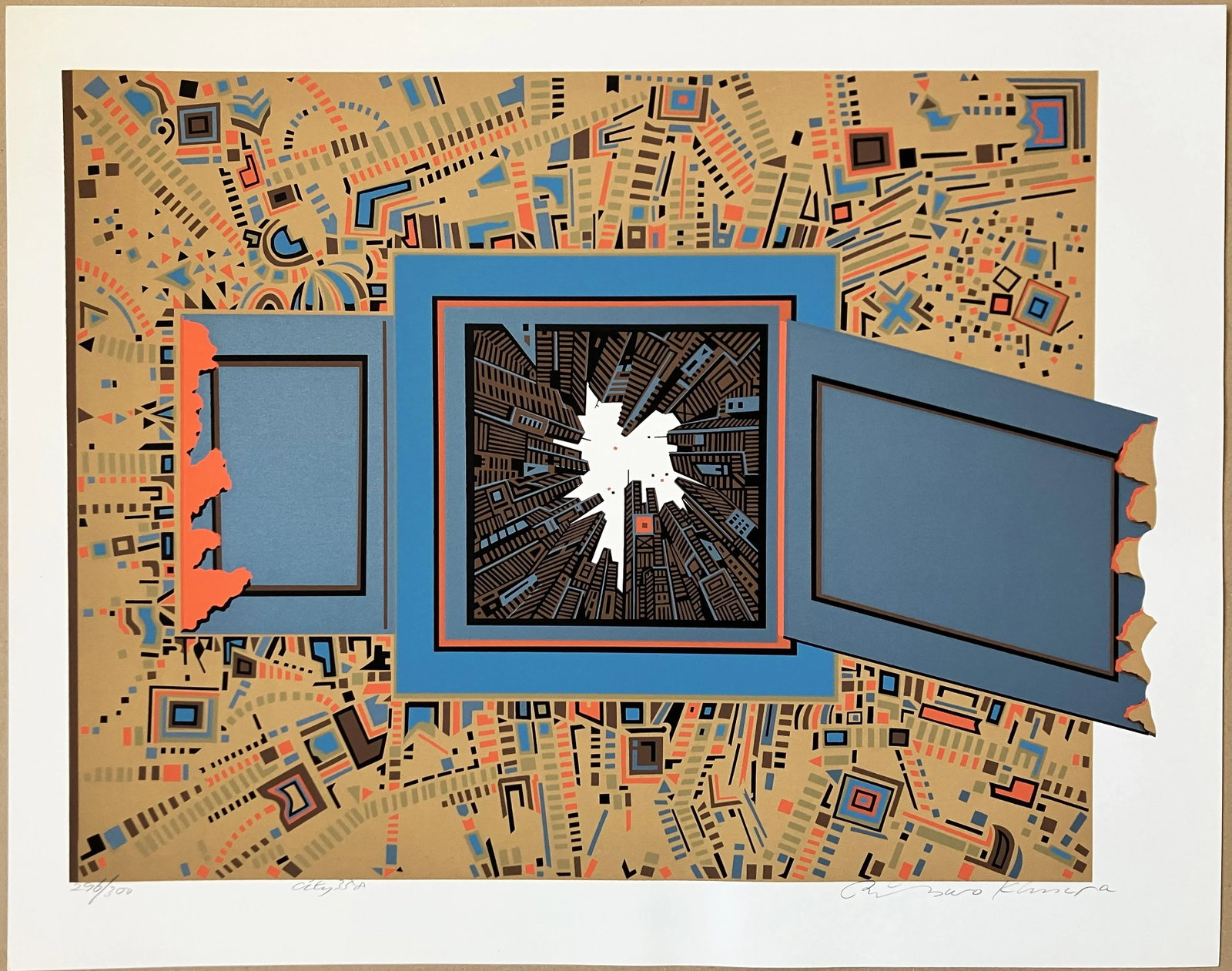 Risaburo Kimura - Abstract Geometric Serigraph - City 358 - Signed, Numbered - 2