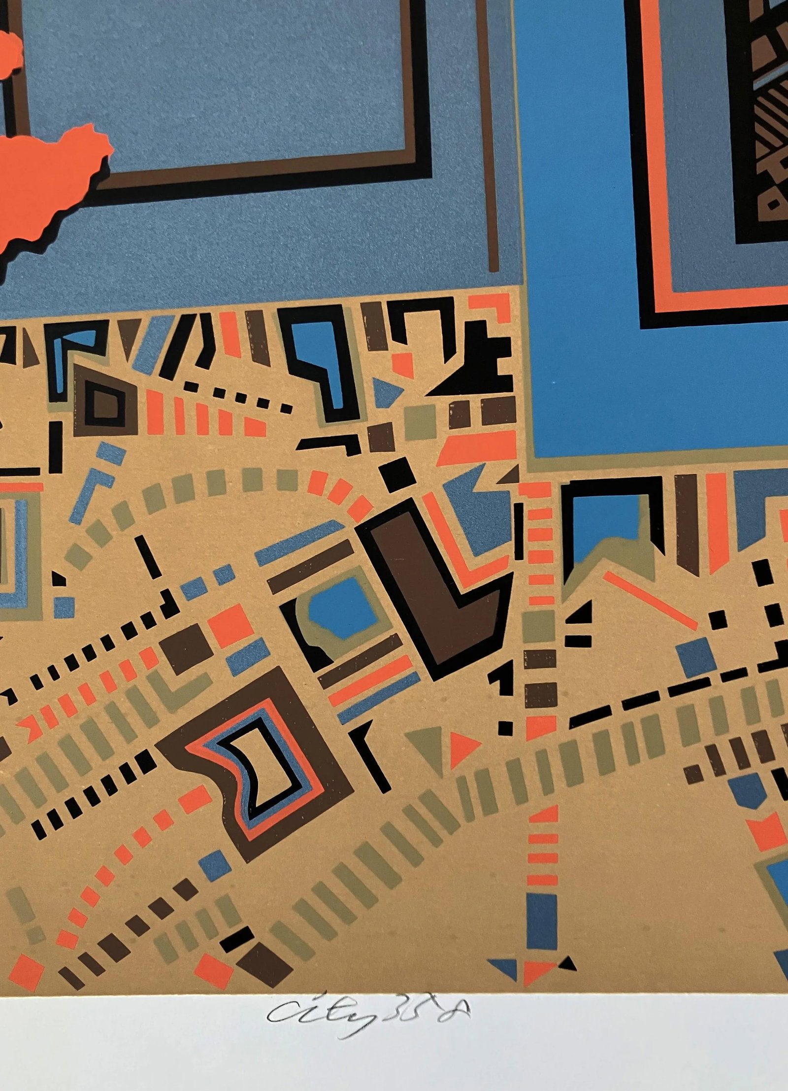 Risaburo Kimura - Abstract Geometric Serigraph - City 358 - Signed, Numbered - 3