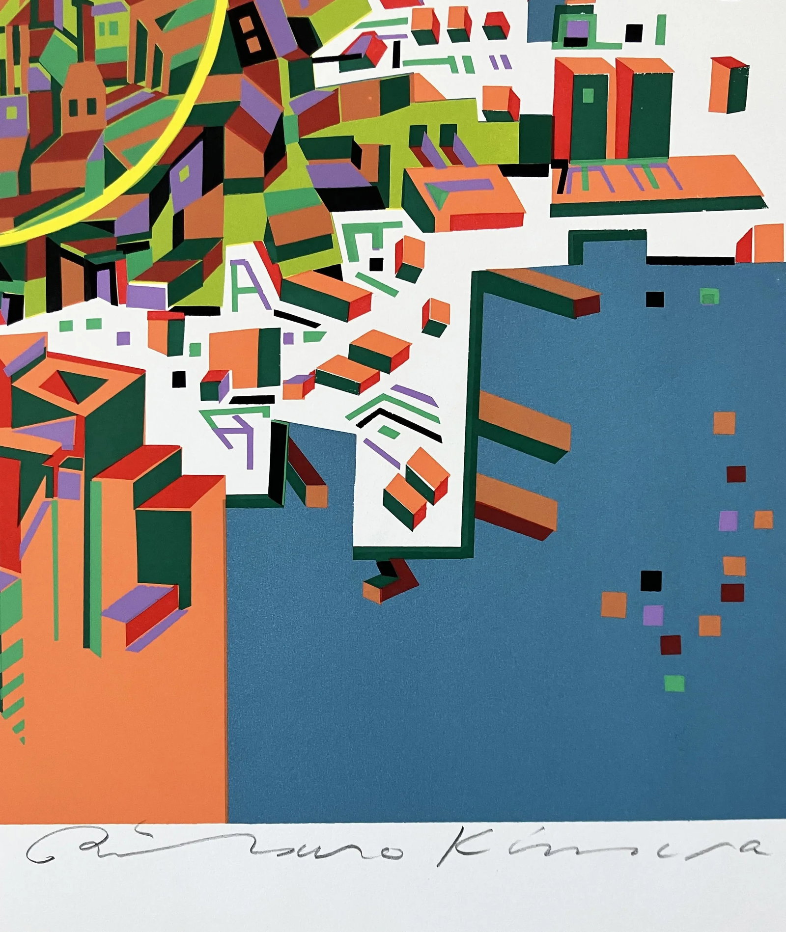 Risaburo Kimura Abstract Geometric Serigraph - City 381 - Signed, Numbered - 3