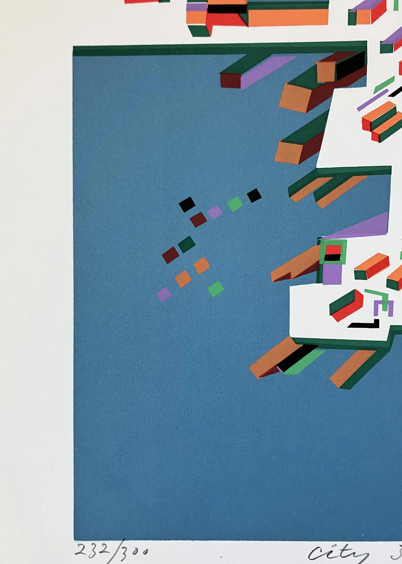 Risaburo Kimura Abstract Geometric Serigraph - City 381 - Signed, Numbered - 4