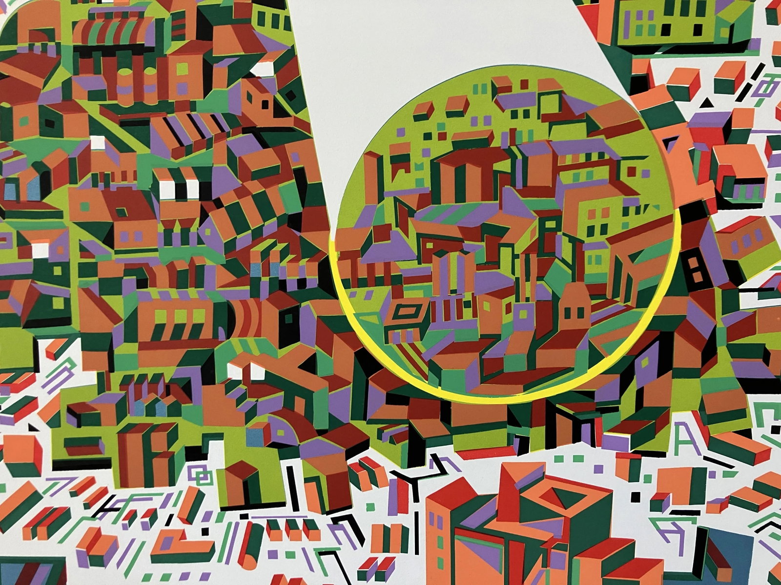 Risaburo Kimura Abstract Geometric Serigraph - City 381 - Signed, Numbered - 6