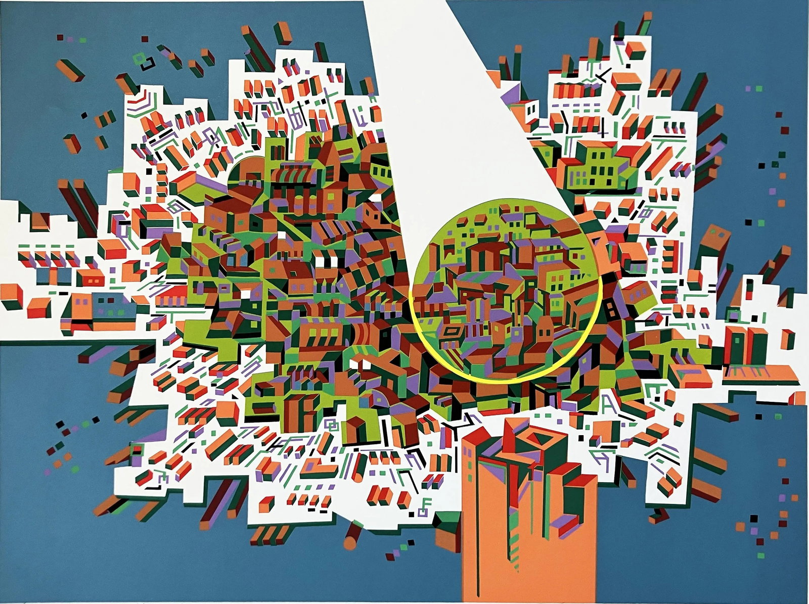 Risaburo Kimura Abstract Geometric Serigraph - City 381 - Signed, Numbered - 7