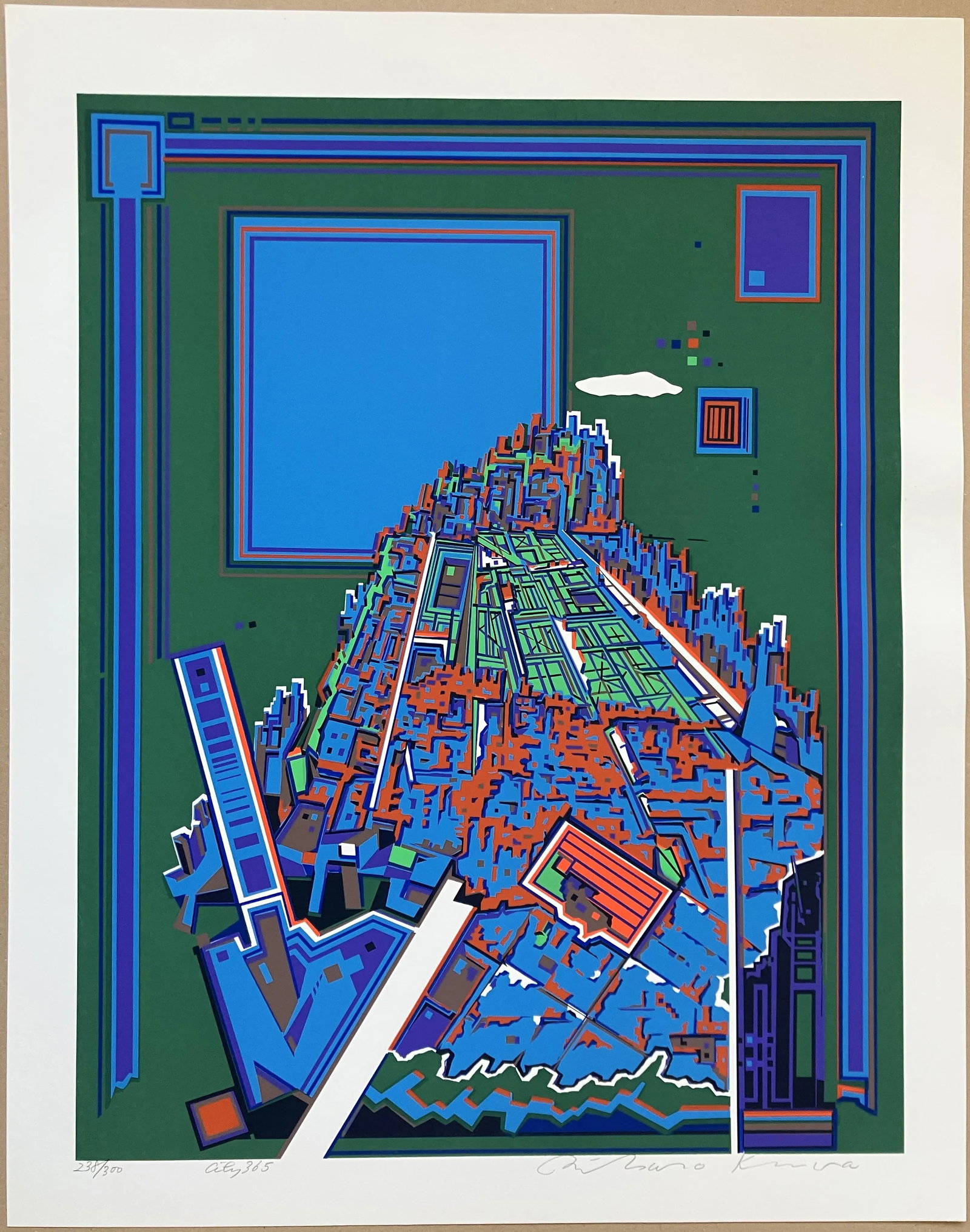 Risaburo Kimura Abstract Geometric Serigraph - City 365 - Signed, Numbered - 2