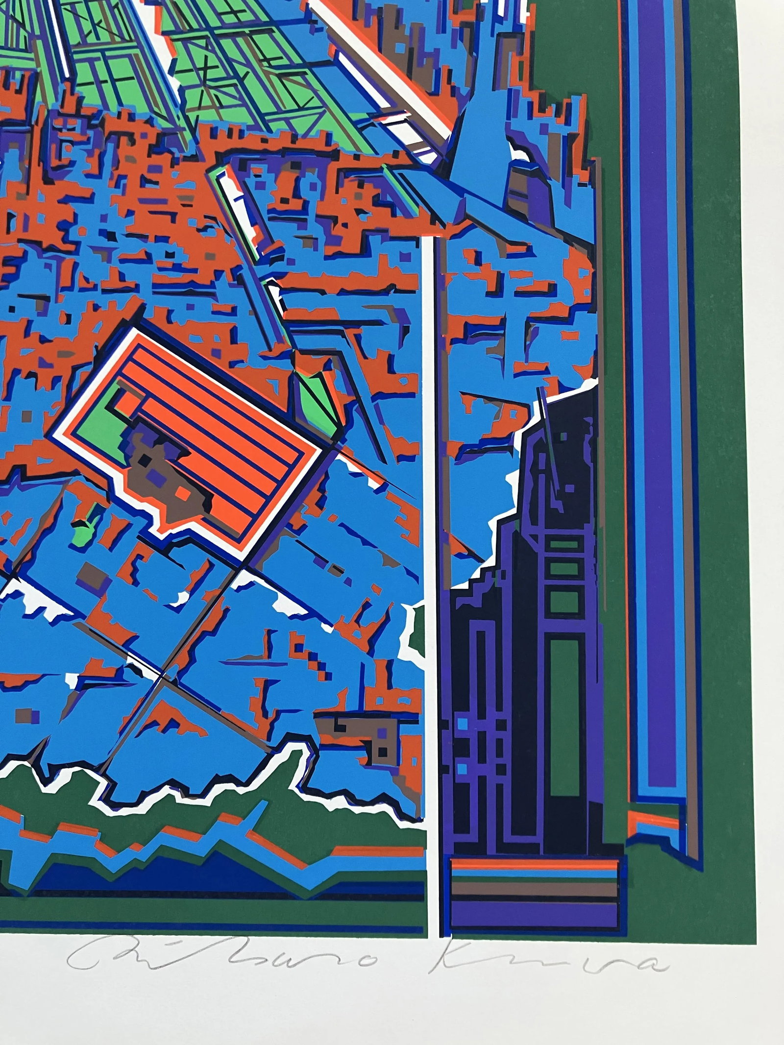 Risaburo Kimura Abstract Geometric Serigraph - City 365 - Signed, Numbered - 4