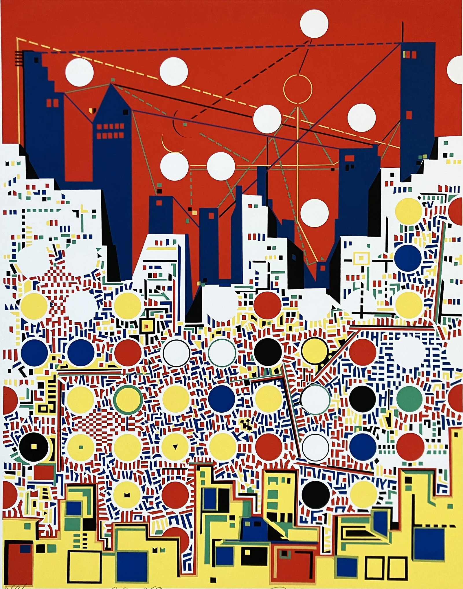 Risaburo Kimura Abstract Geometric Serigraph - City 369 - Signed, Numbered: Artist: Risaburo Kimura- Japanese/American (1924-2014 ) Title: City 369 Year: circa 1972 Medium: Serigraph Sight size: 25 x 19.75 inches. Sheet size: 28.75 x 22.75 inches. Signature: Signed lower