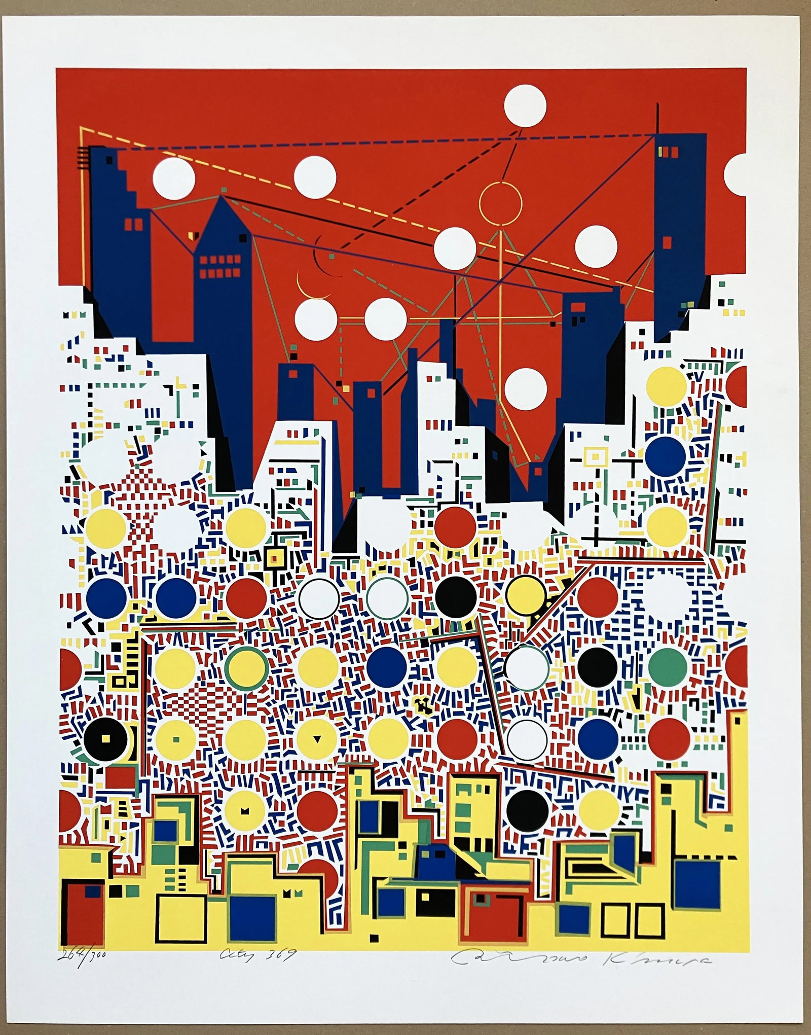 Risaburo Kimura Abstract Geometric Serigraph - City 369 - Signed, Numbered - 2