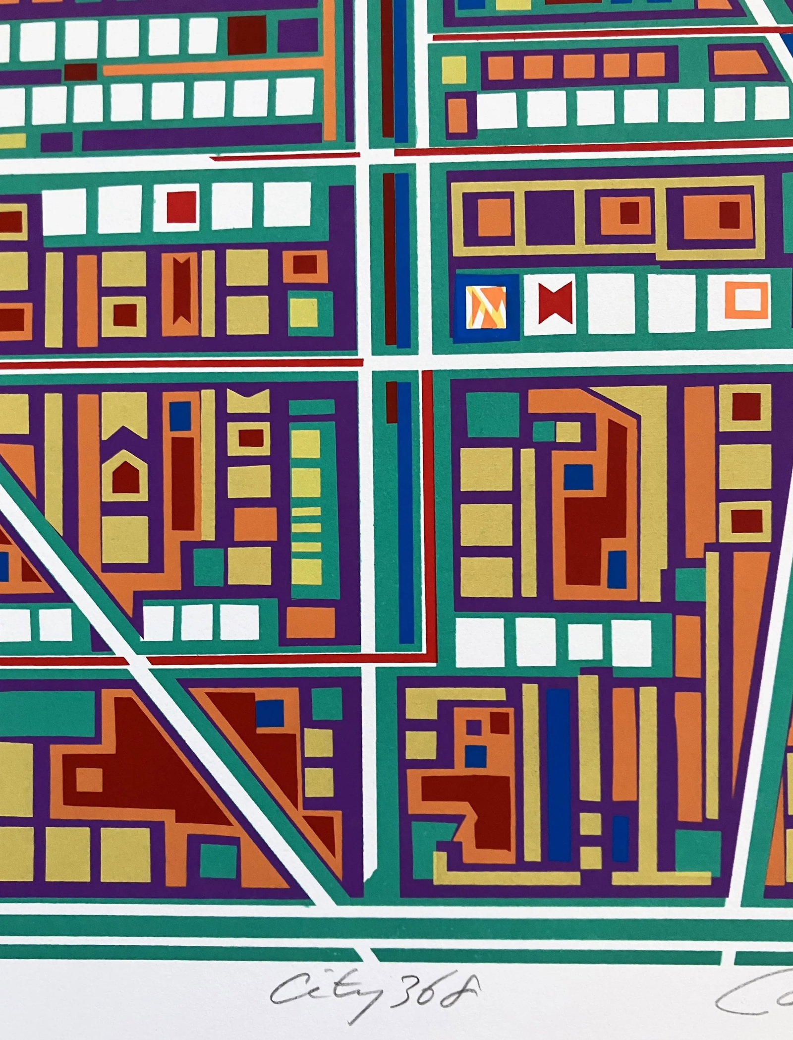 Risaburo Kimura Abstract Geometric Serigraph - City 368 - Signed, Numbered - 4