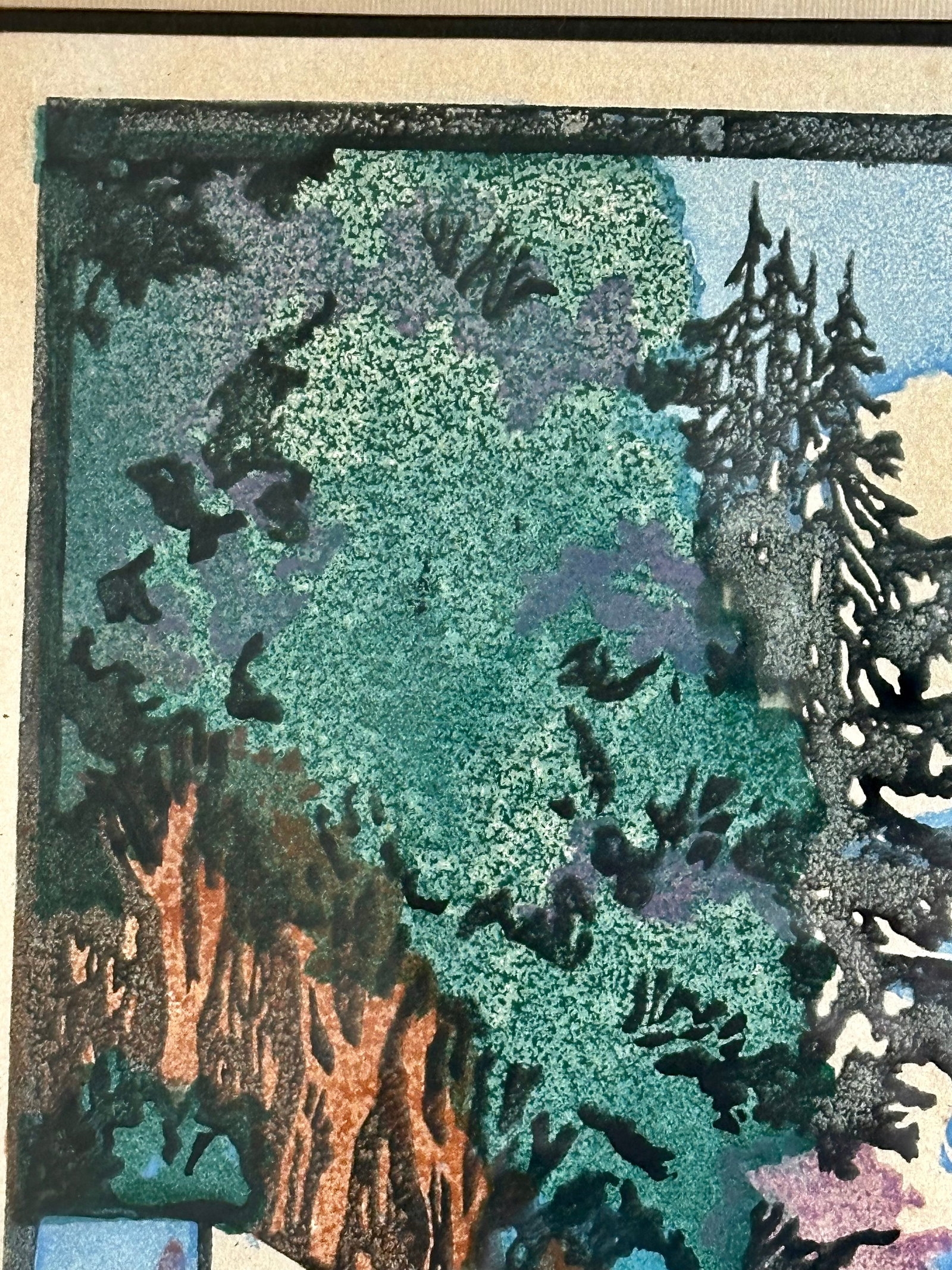 Vintage Framed Early 20th Century Landscape Woodblock Print - 11