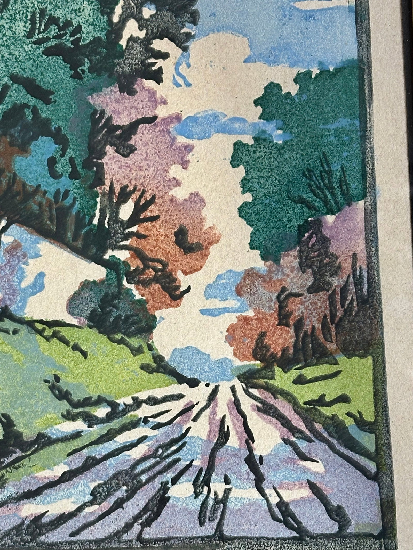 Vintage Framed Early 20th Century Landscape Woodblock Print - 13