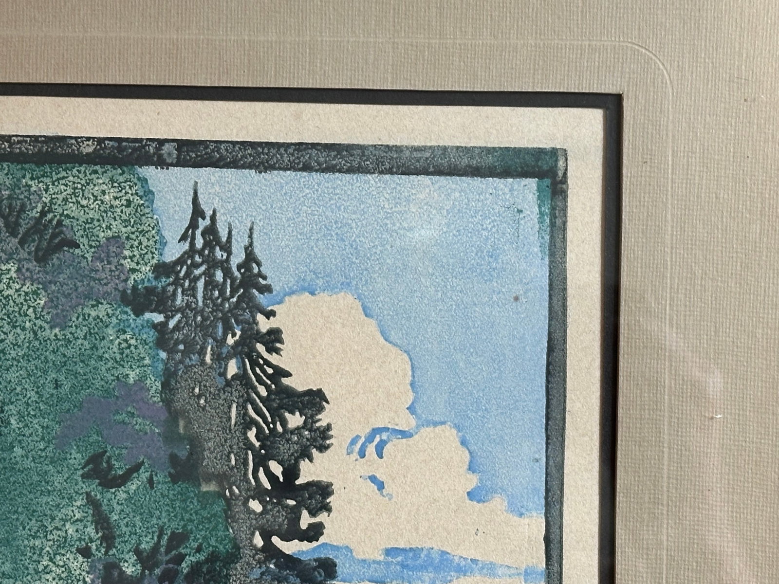 Vintage Framed Early 20th Century Landscape Woodblock Print - 3