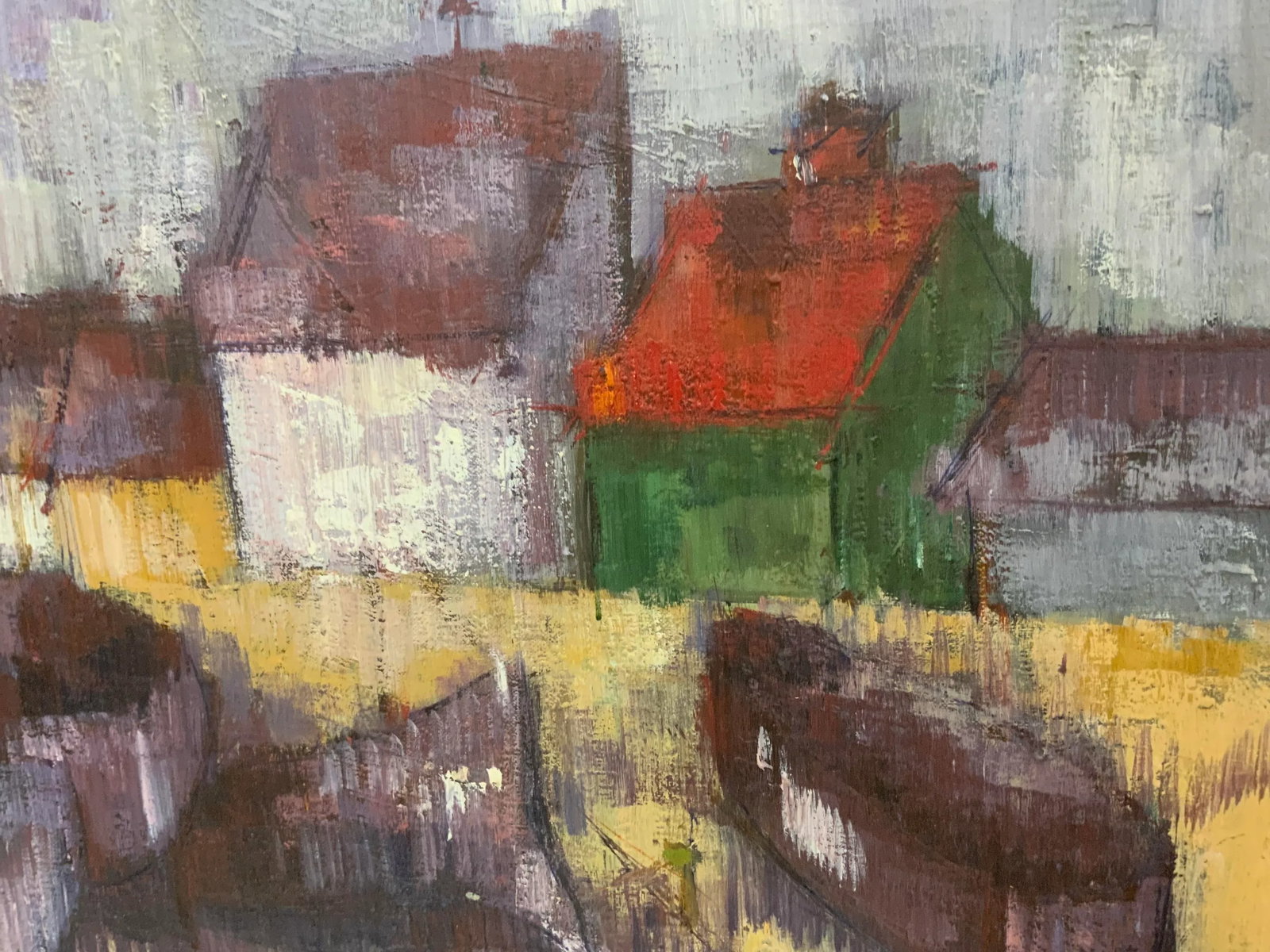 1960s Vintage Oil on Canvas Abstract Landscape - 10