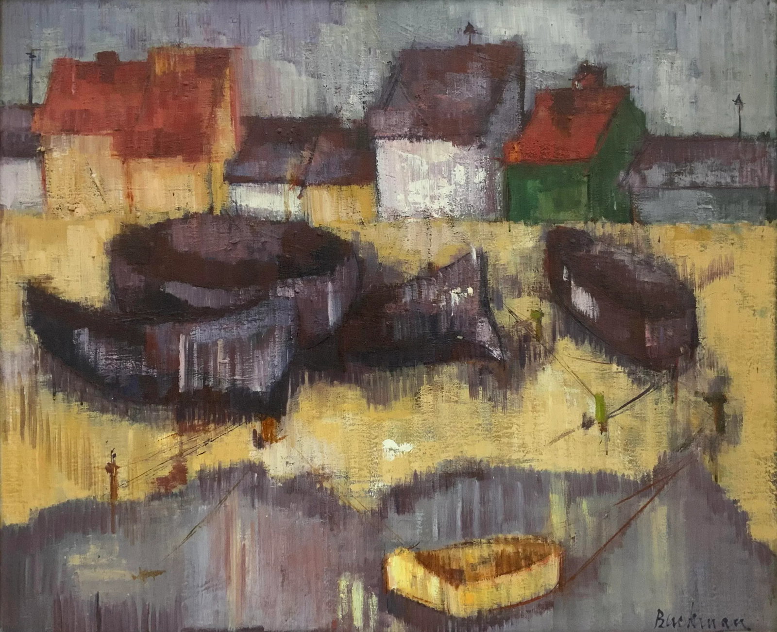 1960s Vintage Oil on Canvas Abstract Landscape - 3