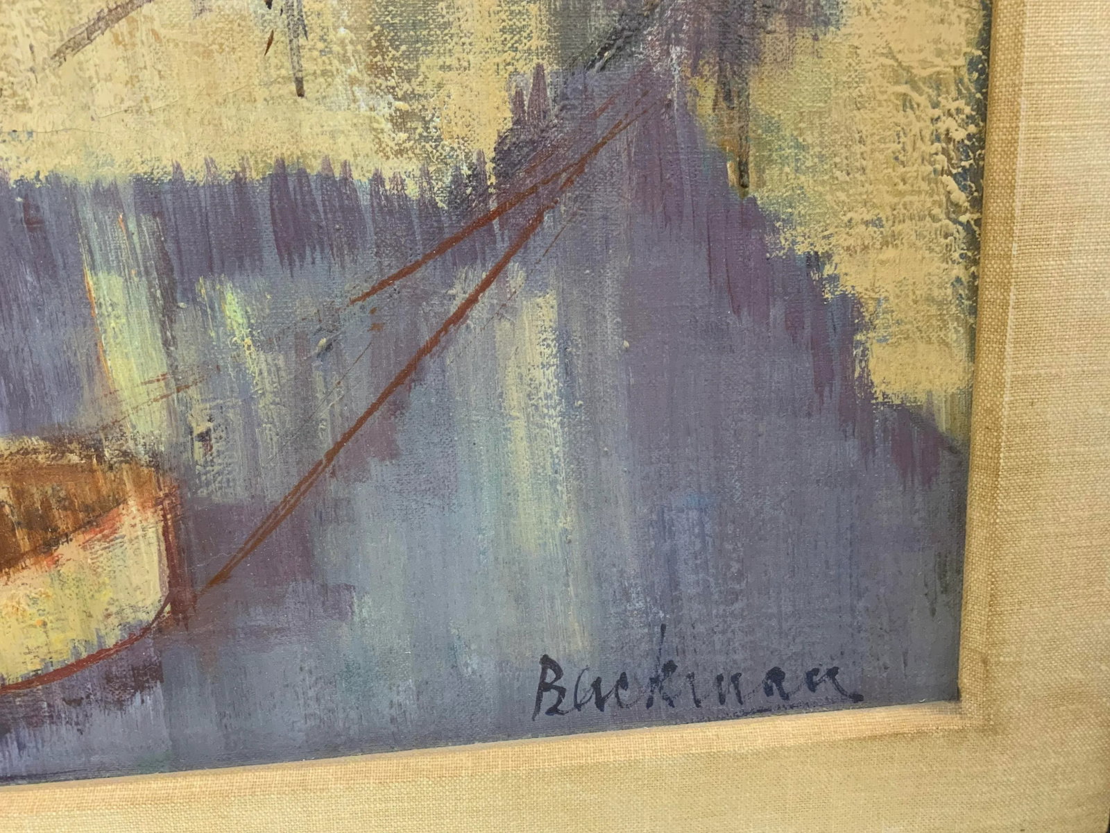 1960s Vintage Oil on Canvas Abstract Landscape - 4