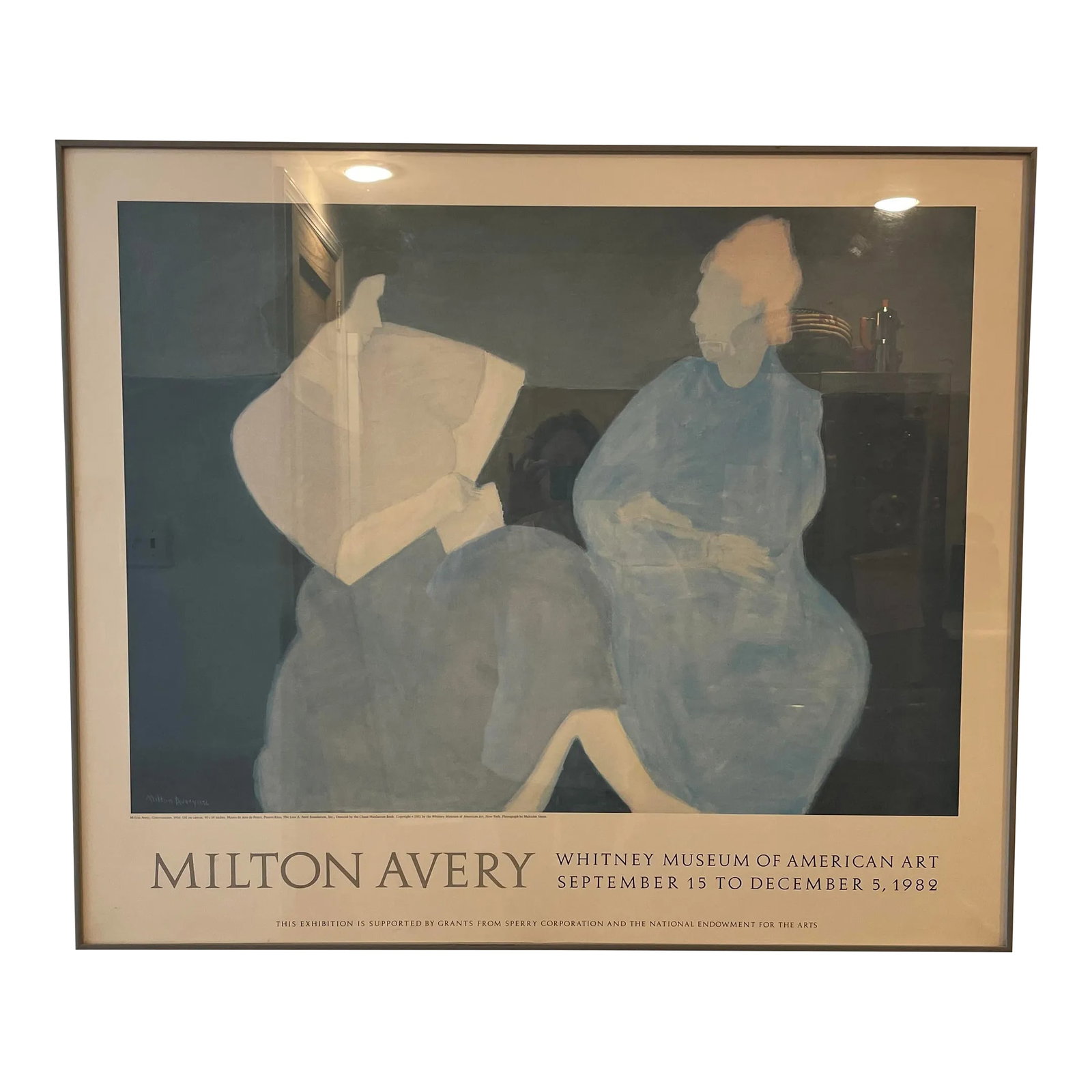 1982 Milton Avery Exhibition Poster, Whitney Museum of Modern Art: Exhibition poster for Milton Avery at the Whitney Museum of Modern Art in 1982. Condition: Alterations: Original Condition Unaltered Imperfections: Some Imperfections Condition Notes: Slight scratches