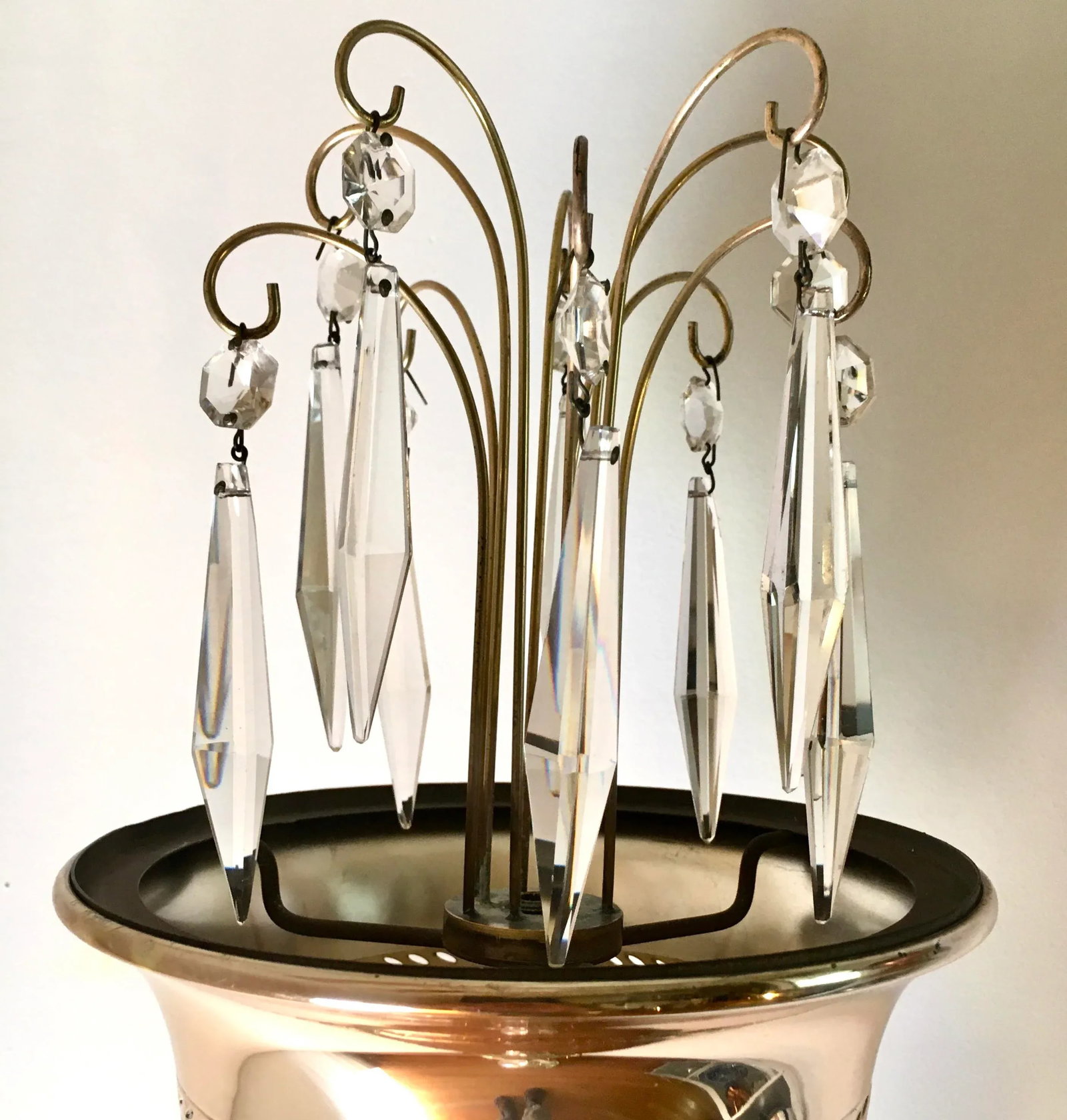 1940s Art Deco Silver + Crystal Fountain Floor Lamp - 5