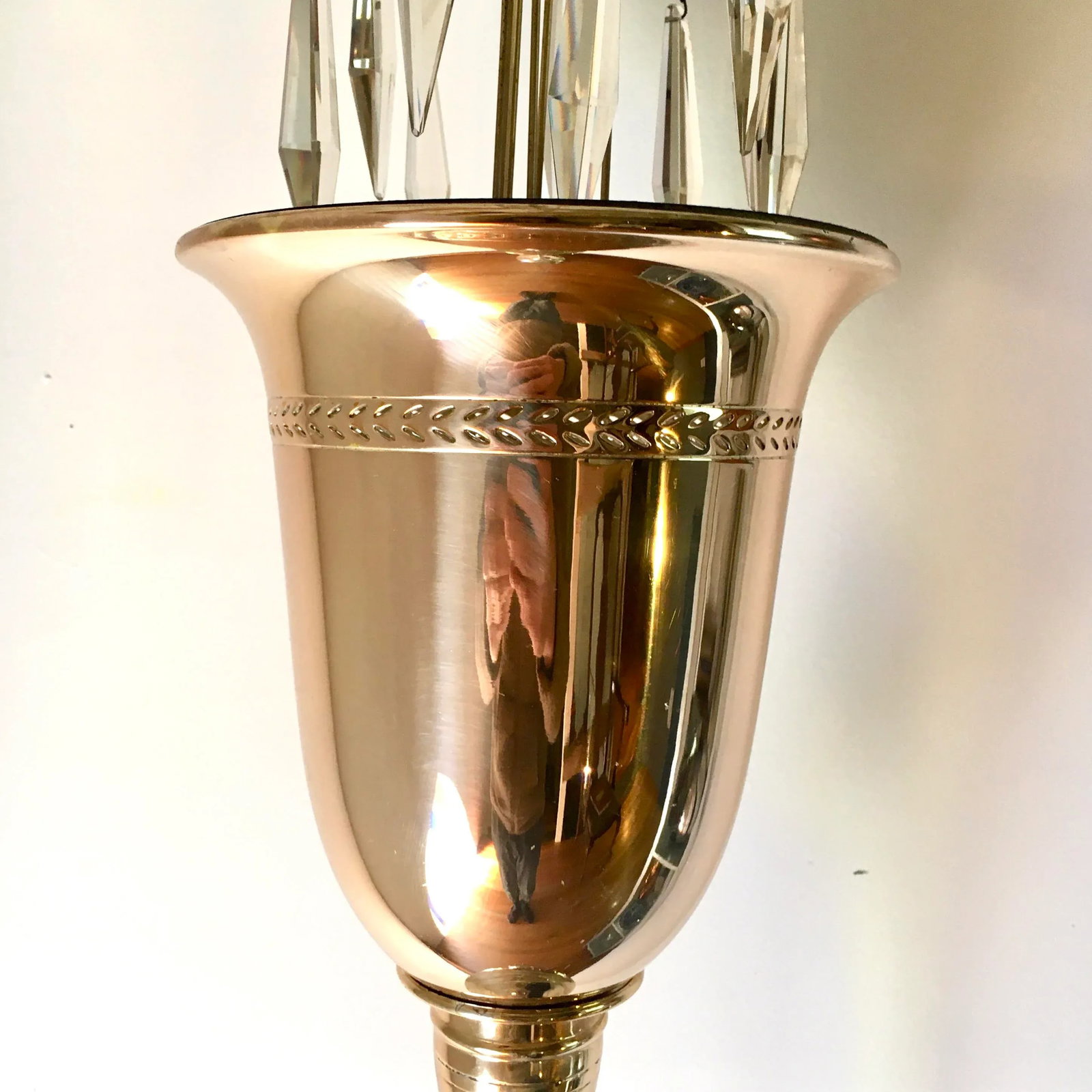 1940s Art Deco Silver + Crystal Fountain Floor Lamp - 6