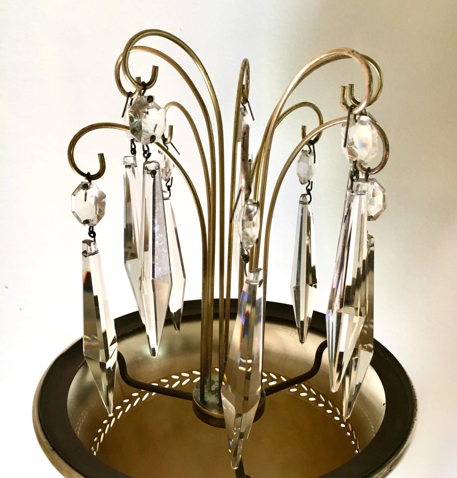 1940s Art Deco Silver + Crystal Fountain Floor Lamp - 8