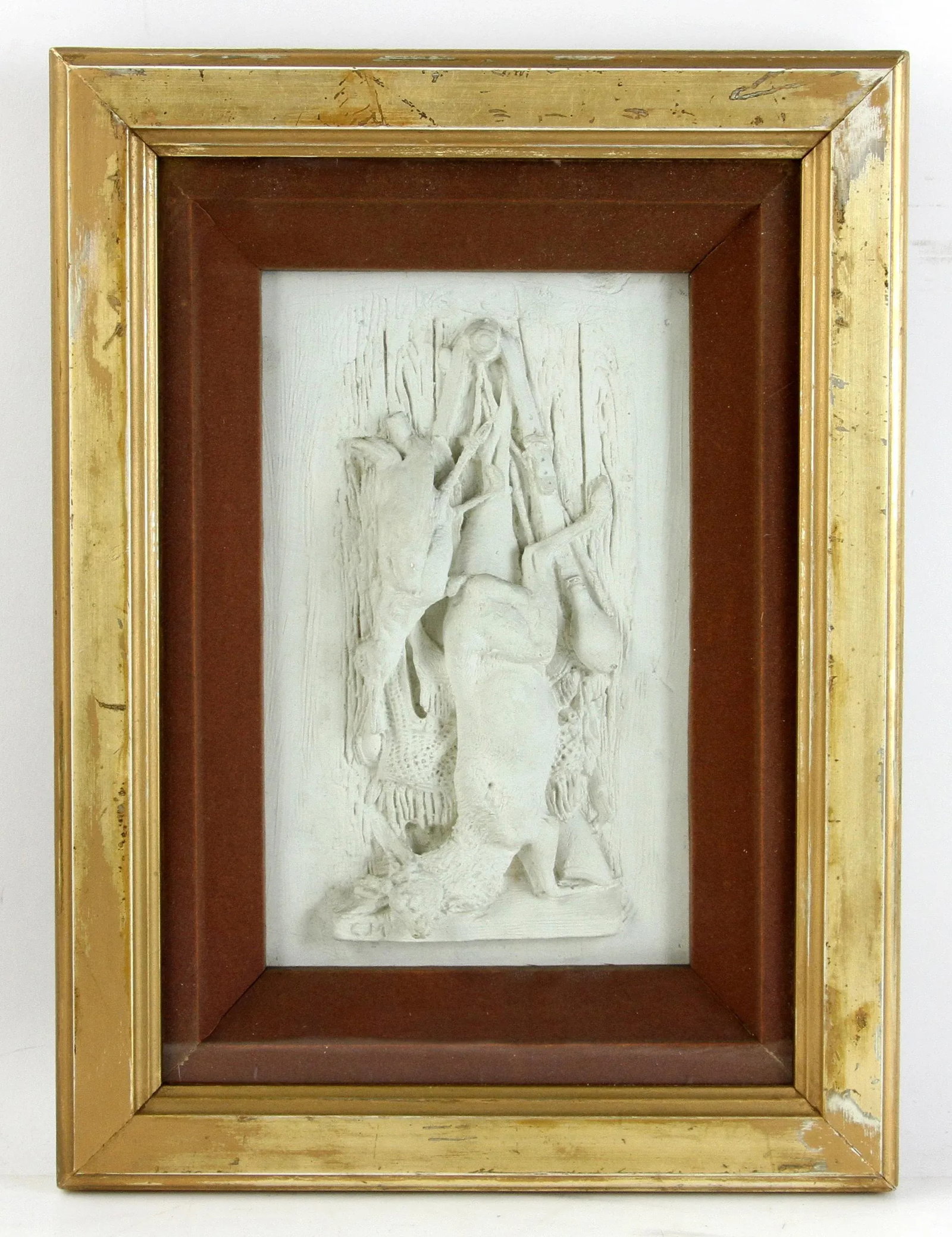 Set of 3 1900 - 1909 Hunting Motif Framed Plaster Reliefs - 4