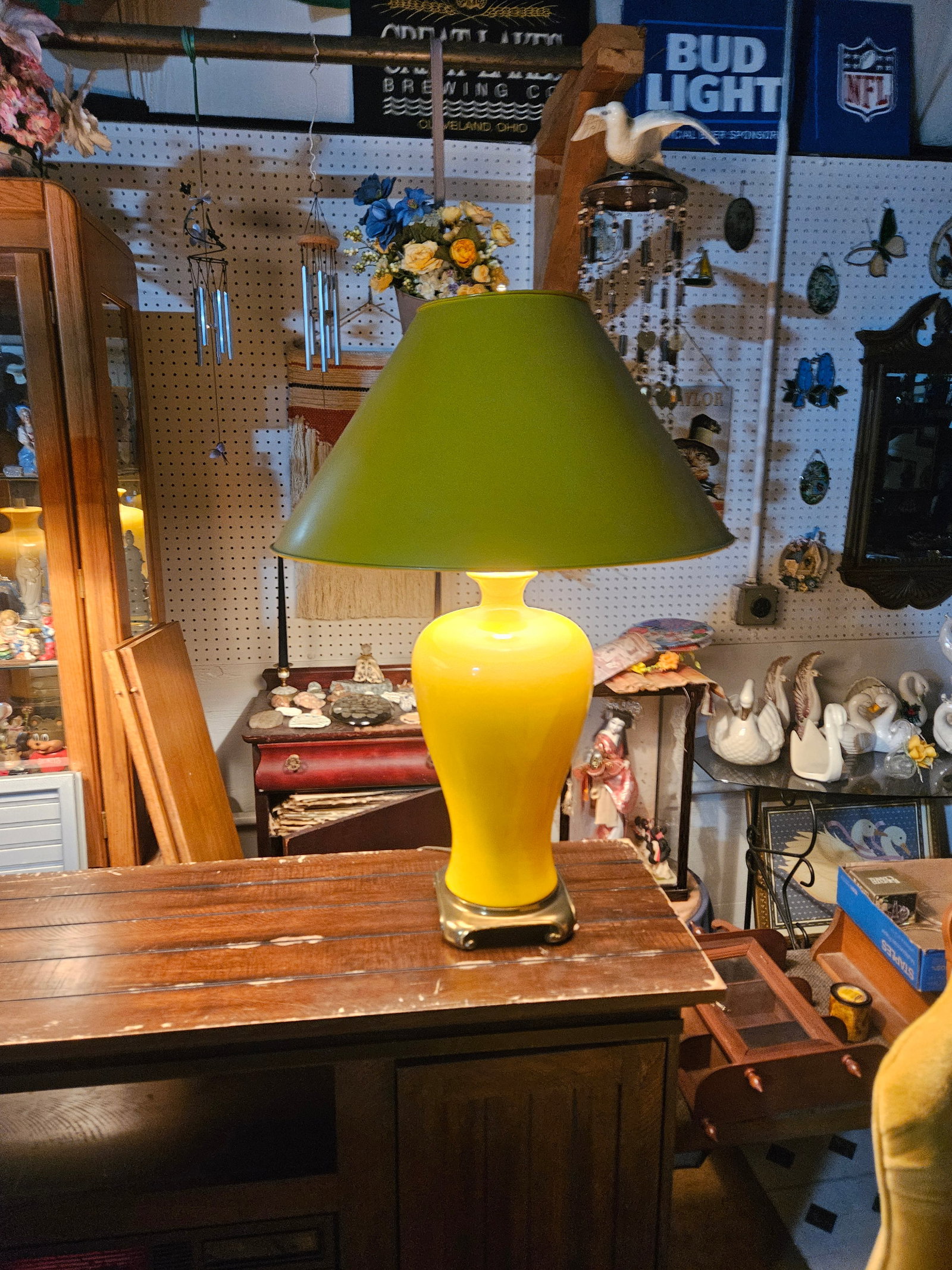 1960s Mid-Century Modern Chrome Yellow Pottery Table Lamps - a Pair - 3