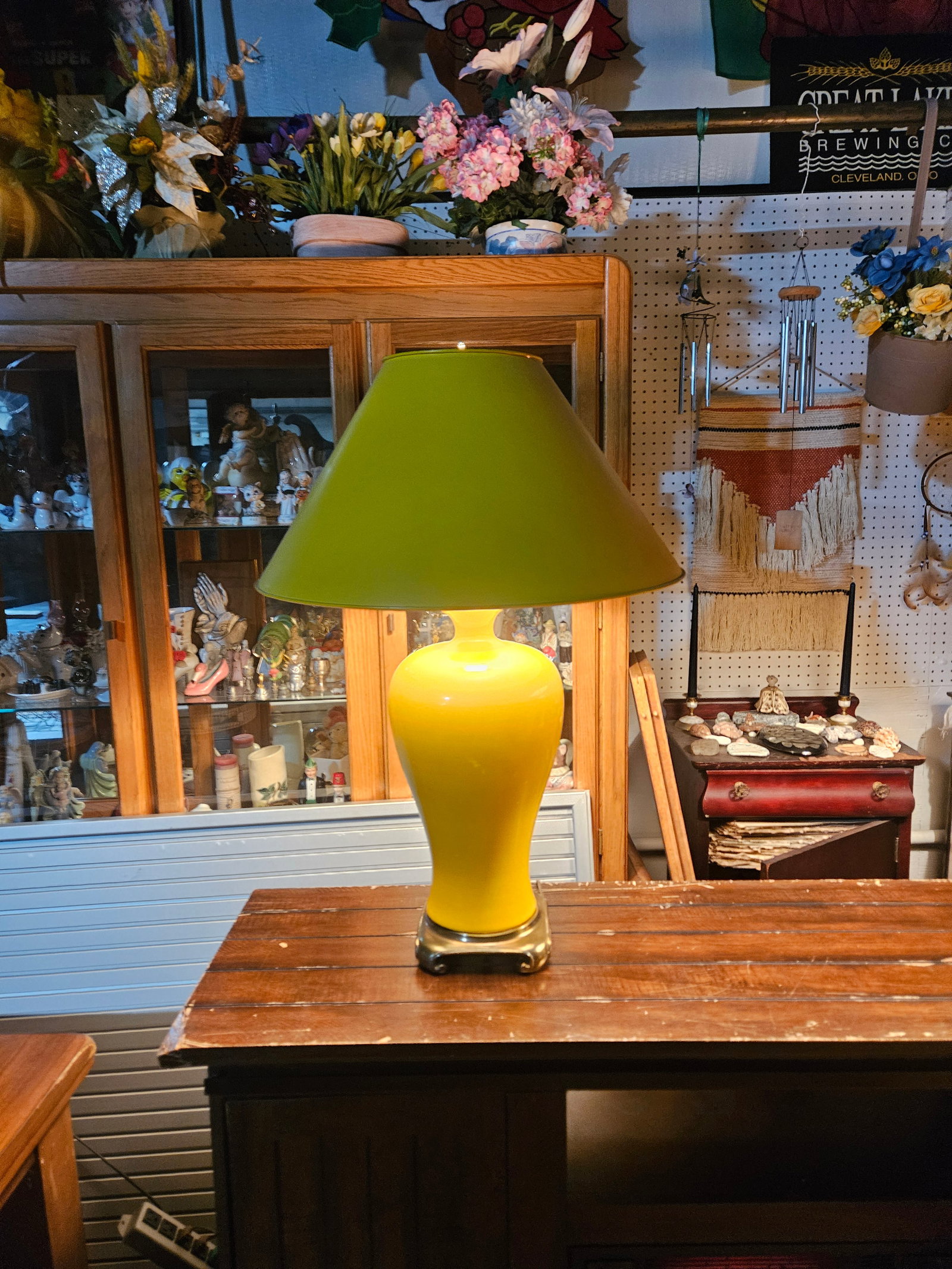 1960s Mid-Century Modern Chrome Yellow Pottery Table Lamps - a Pair - 5