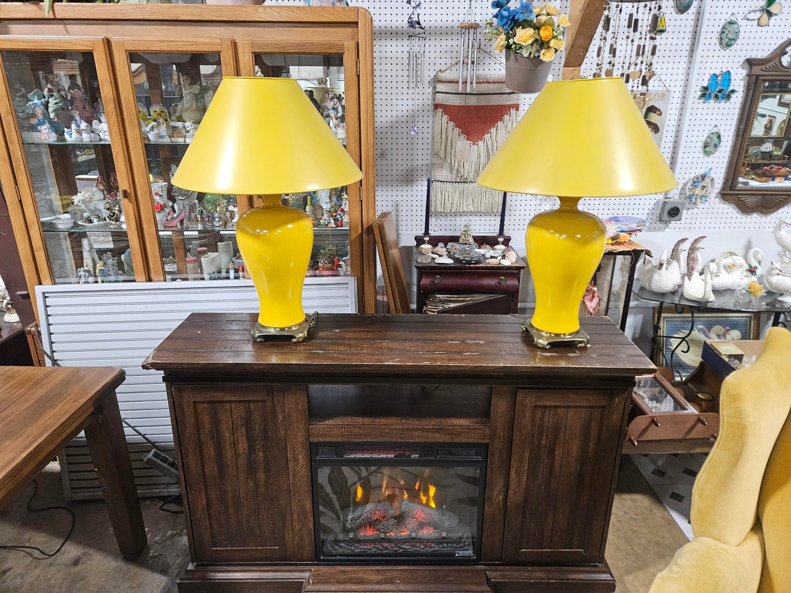 1960s Mid-Century Modern Chrome Yellow Pottery Table Lamps - a Pair - 7