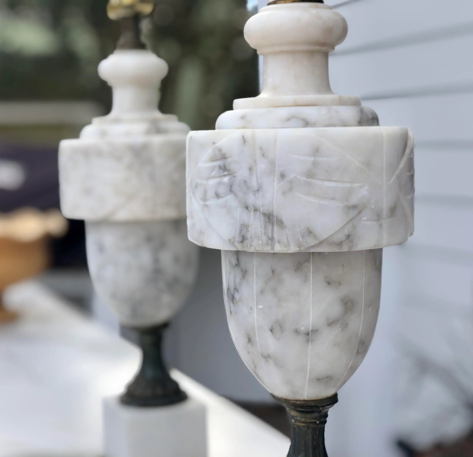 Late 19th Century Alabaster and Bronze Table Lamps, a Pair - 4