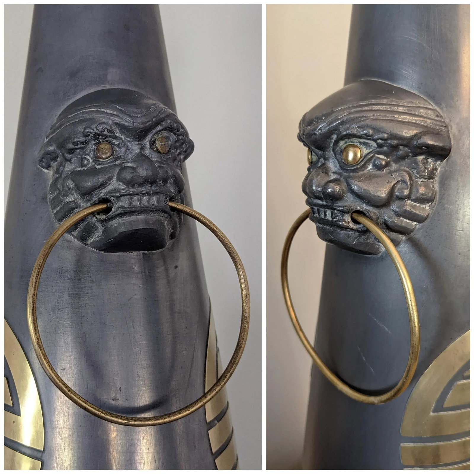 Pair of 1940s Hollywood Regency/Chinoiserie Style Pewter Lamps - 6