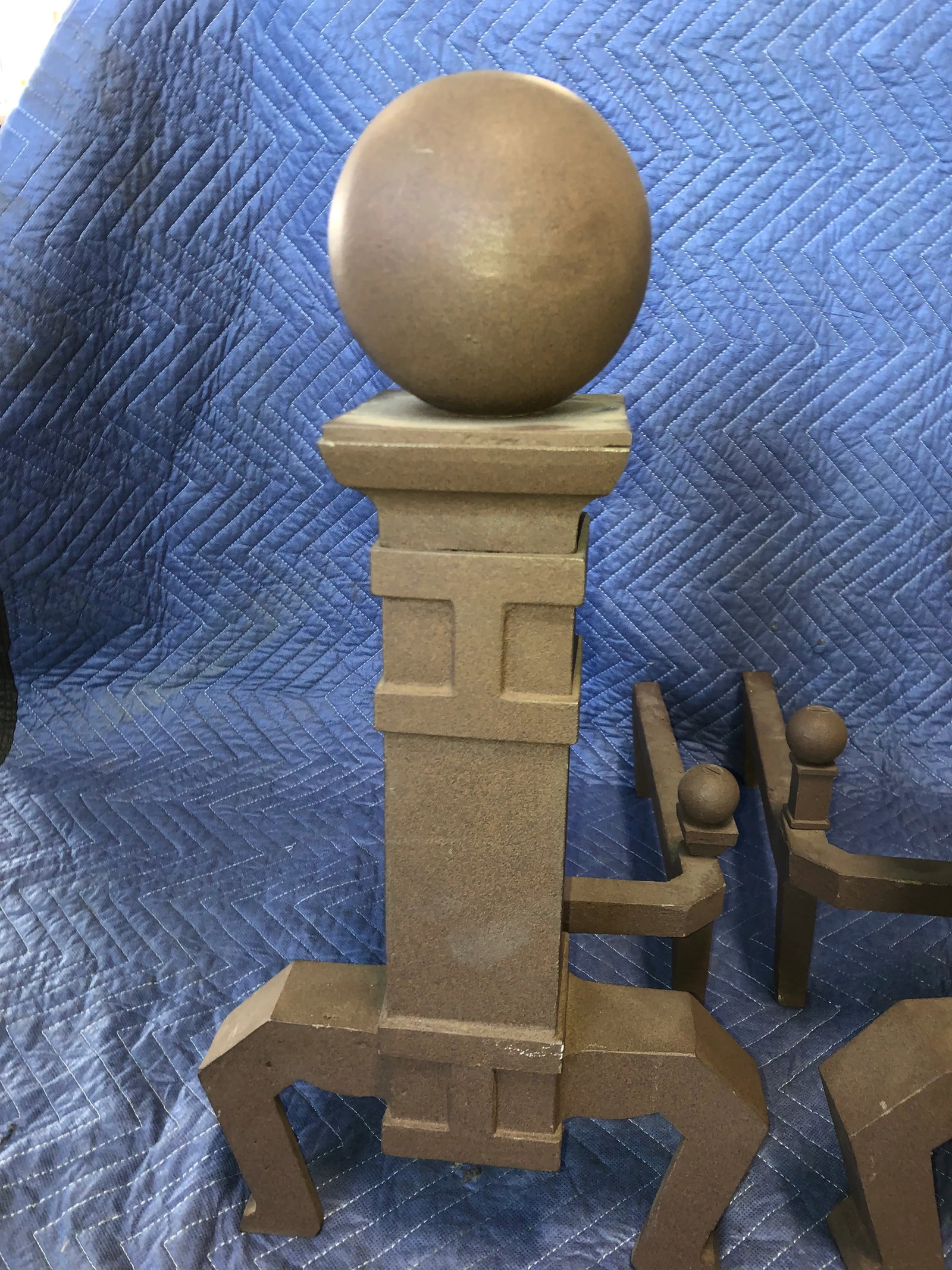Early 20th Century Cannonball Fireplace Andirons - a Pair - 3