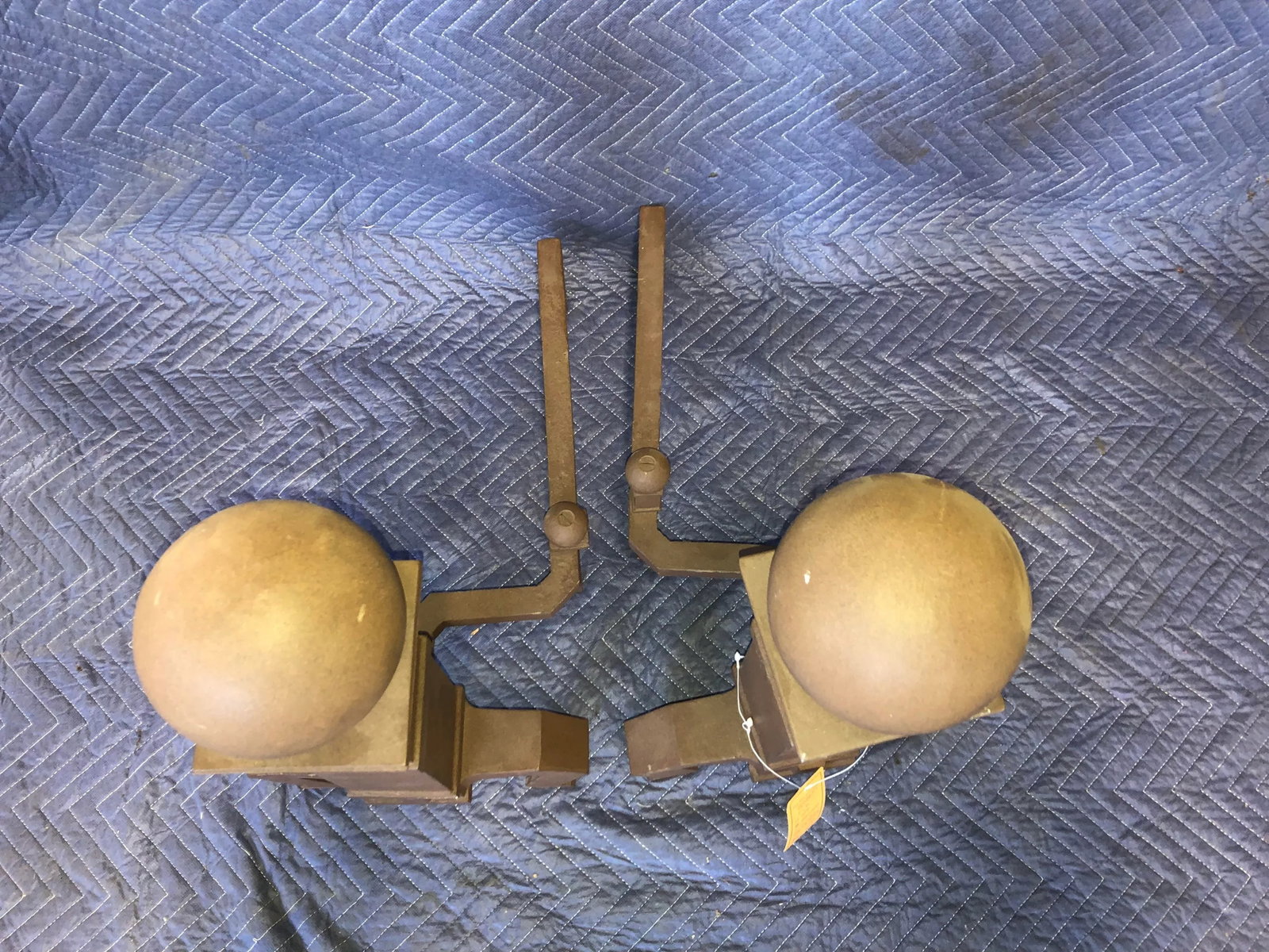 Early 20th Century Cannonball Fireplace Andirons - a Pair - 5