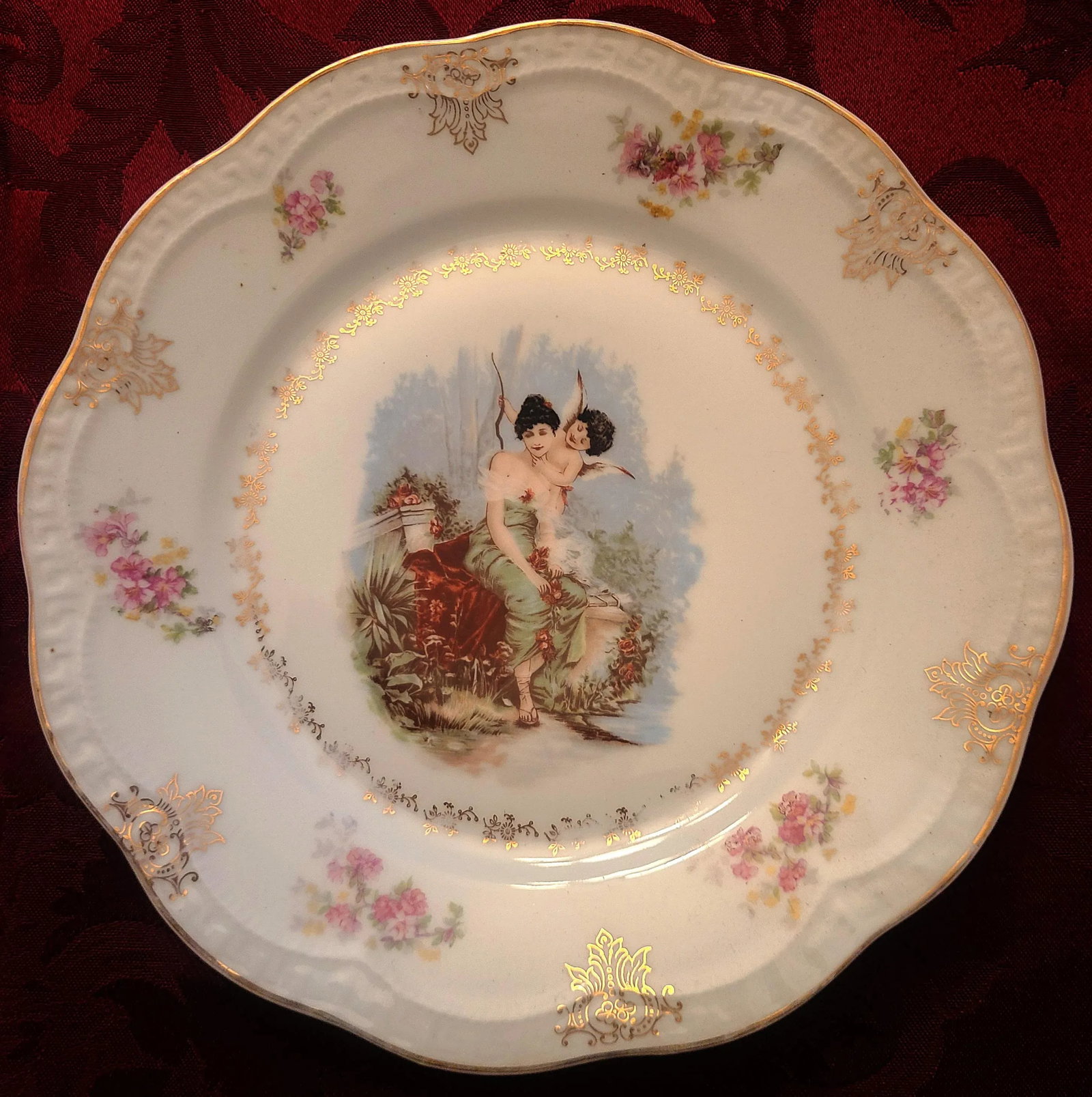 Antique z.s. & Co. Zeh Scherzer Bavaria Germany Cherub Plates- Set of 6 - 3
