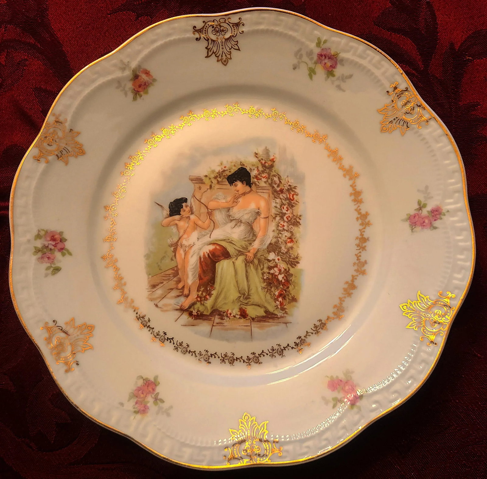 Antique z.s. & Co. Zeh Scherzer Bavaria Germany Cherub Plates- Set of 6 - 4