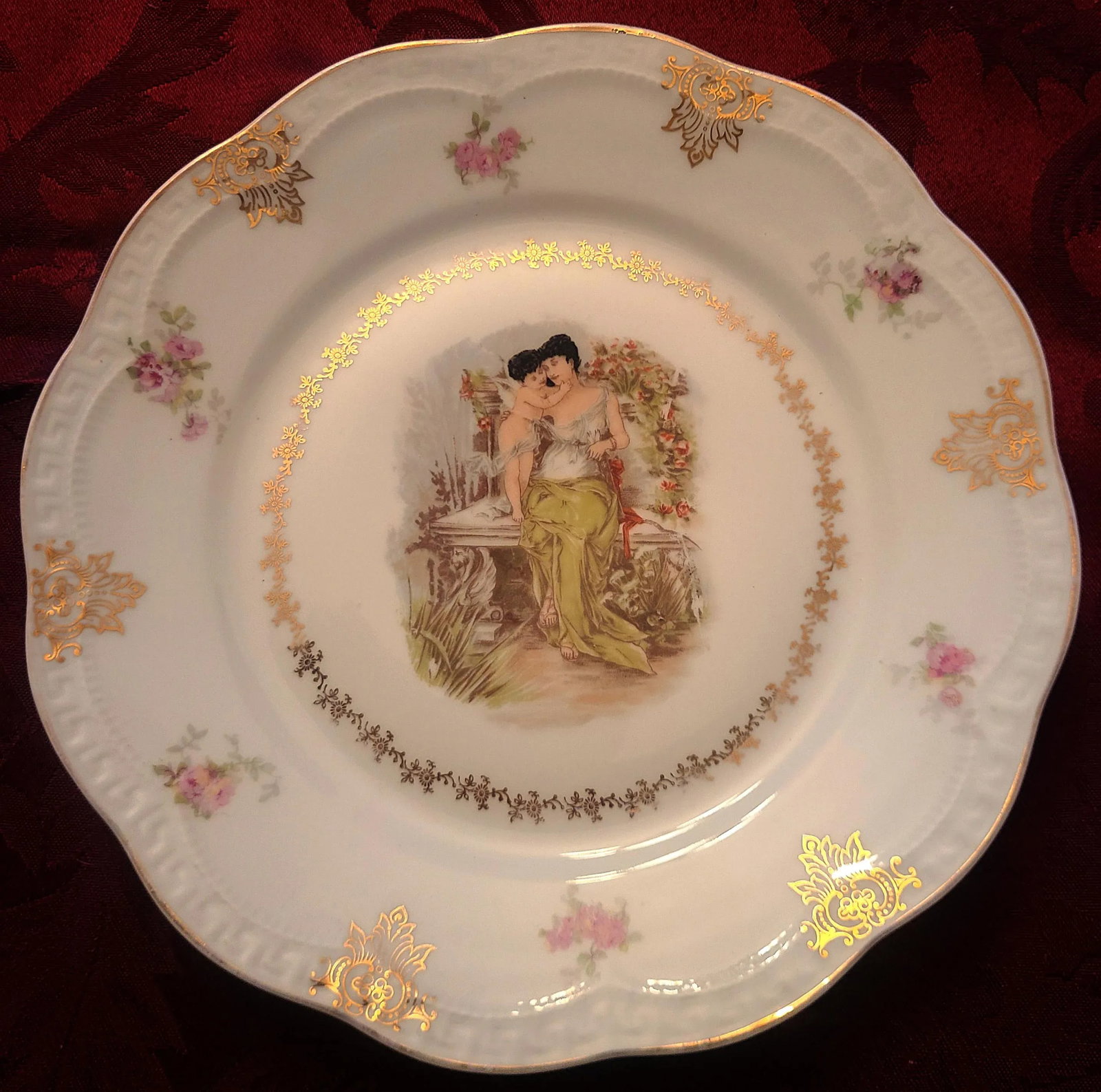 Antique z.s. & Co. Zeh Scherzer Bavaria Germany Cherub Plates- Set of 6 - 5