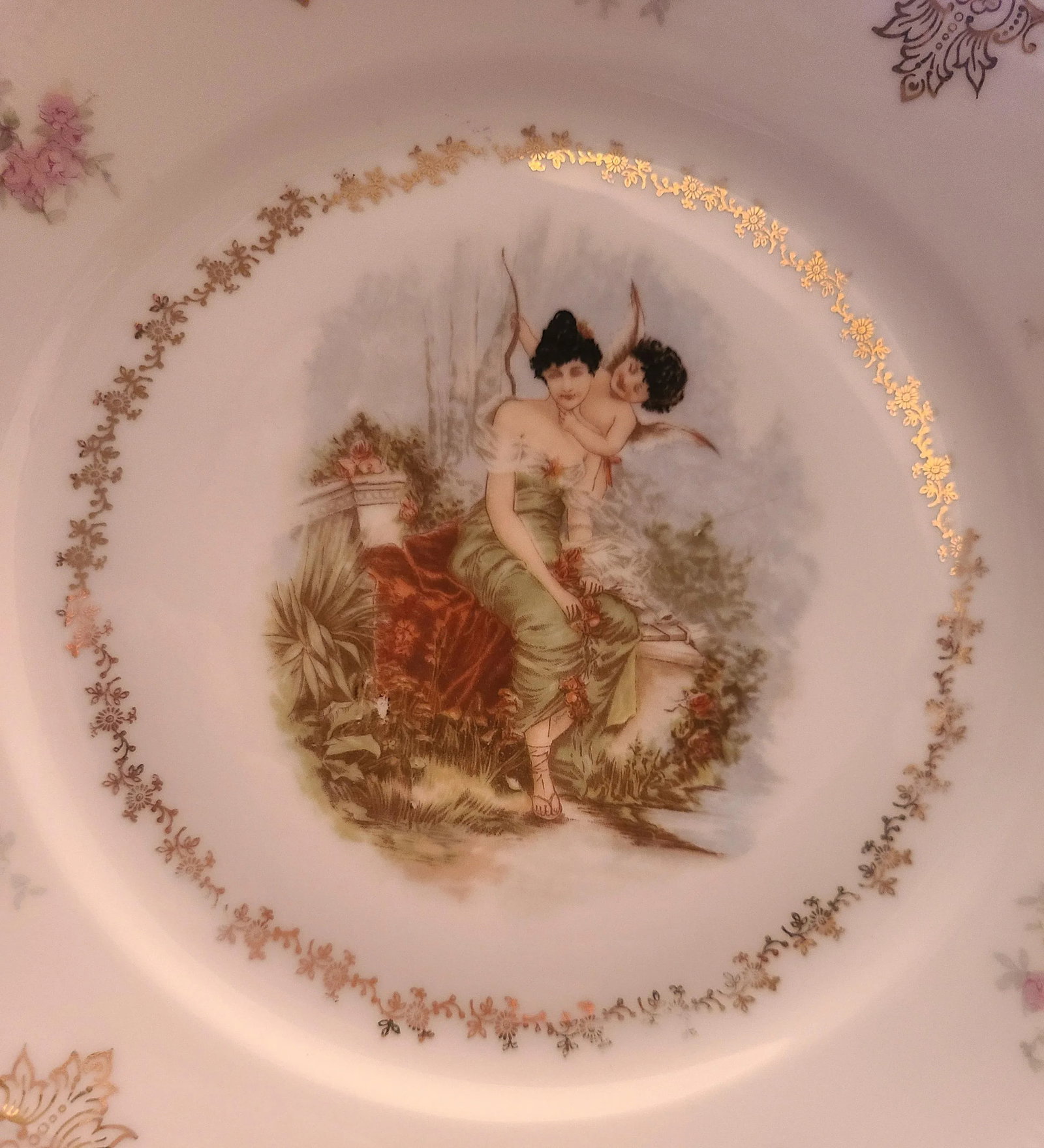 Antique z.s. & Co. Zeh Scherzer Bavaria Germany Cherub Plates- Set of 6 - 8