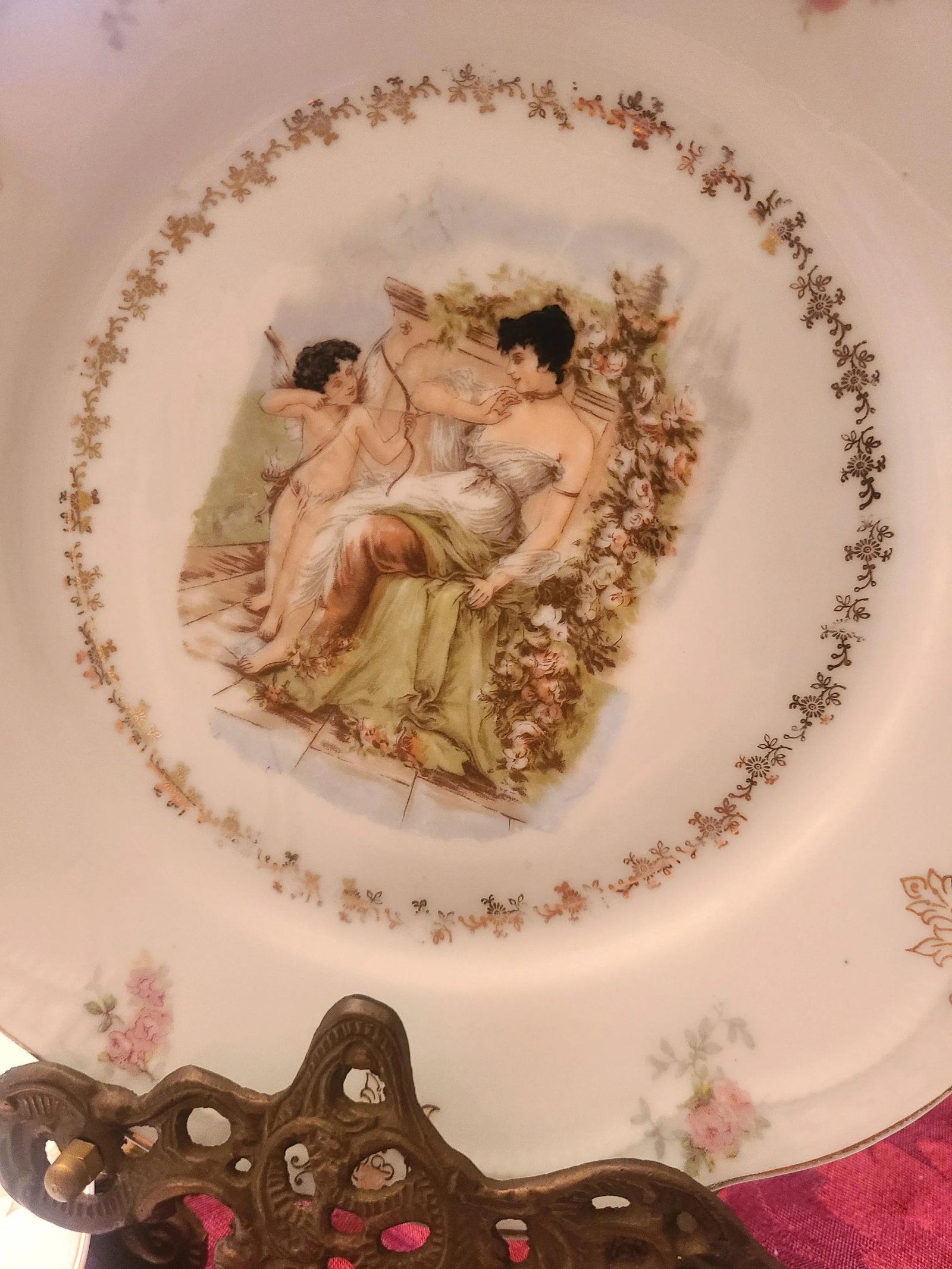 Antique z.s. & Co. Zeh Scherzer Bavaria Germany Cherub Plates- Set of 6 - 9