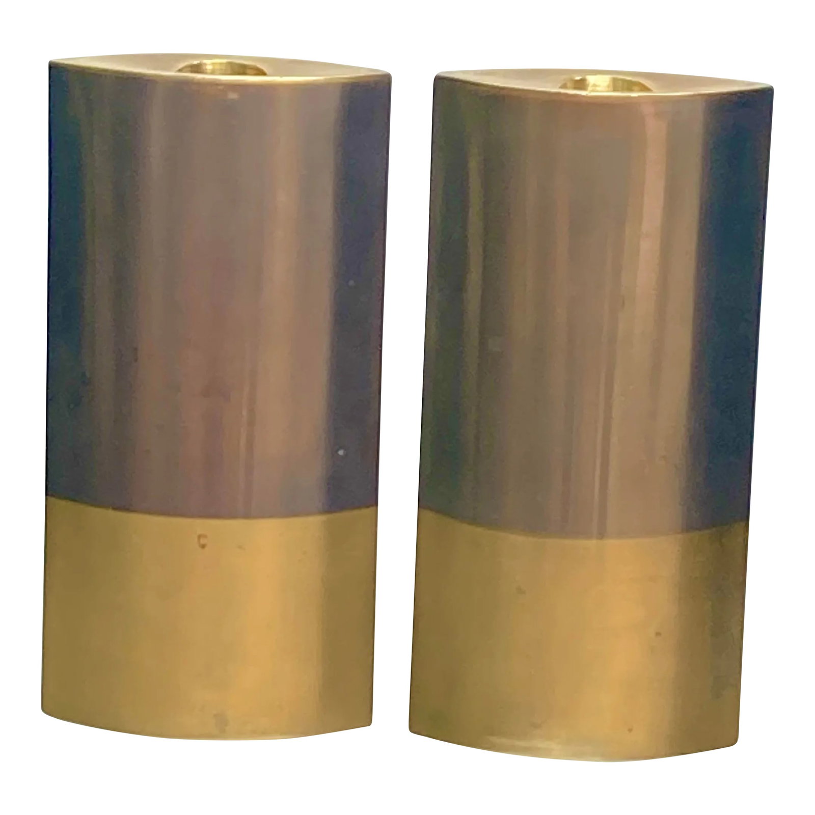 Signed Original Vintage Michael Aram Candlesticks Vases - a Pair: Versatile brass / bronze candle holders and vases. Original condition with amazing patina. Can be pair together one for a candle and another one for flowers. Both signed. Condition: Alterations: Origi