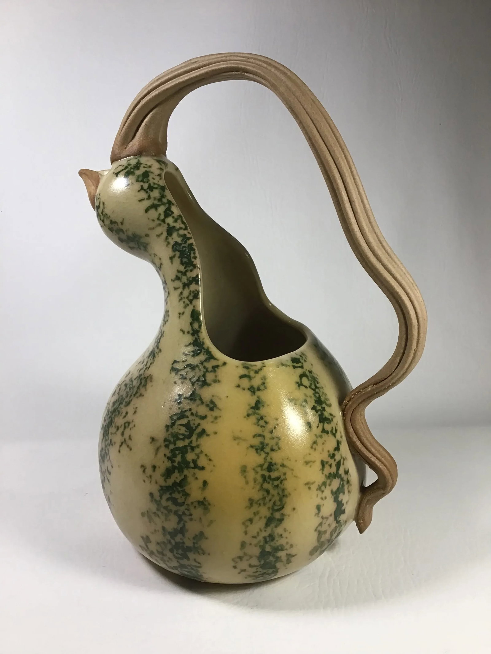 1999 Patricia Garrett Handmade American Pottery Gourd Pitcher - 2