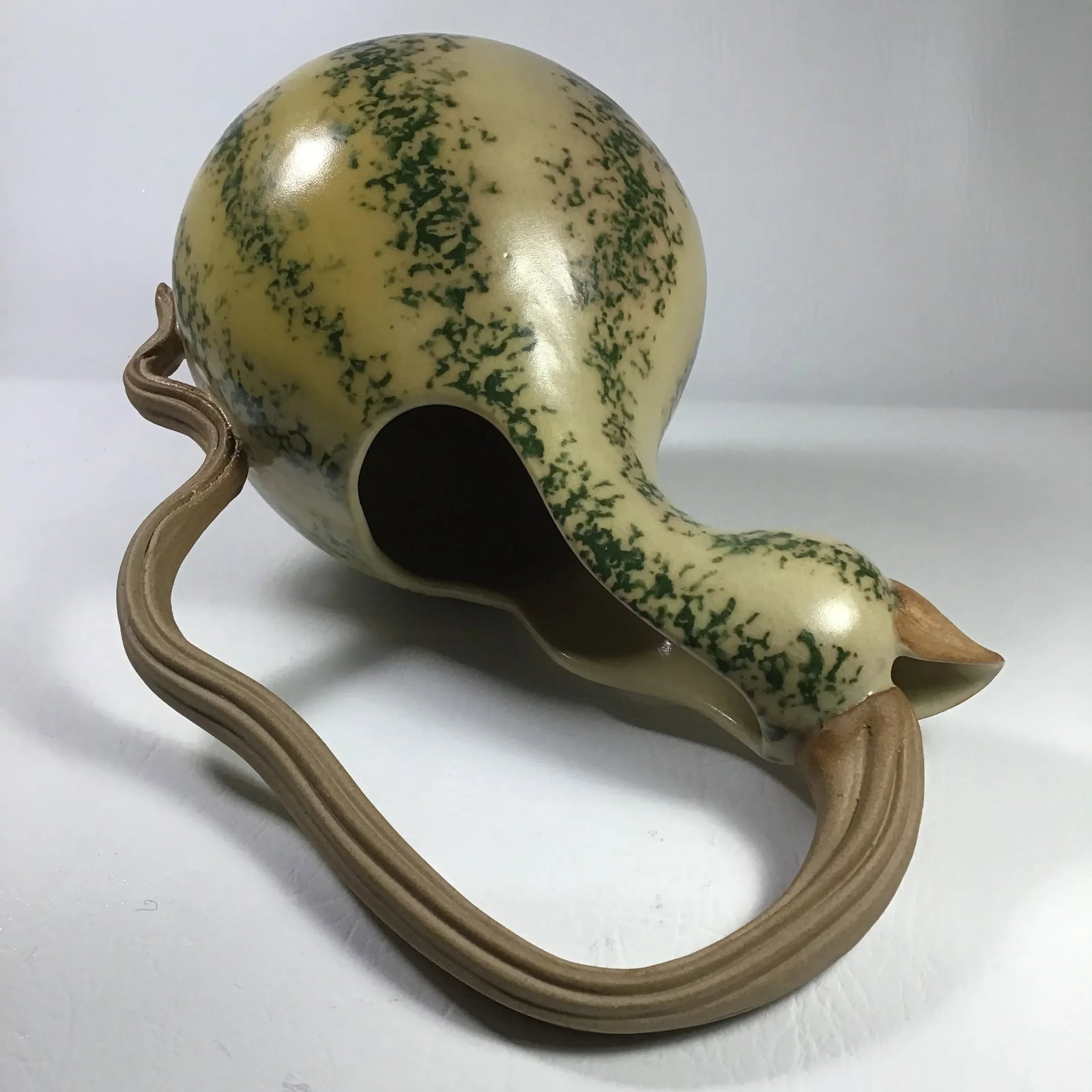 1999 Patricia Garrett Handmade American Pottery Gourd Pitcher - 3