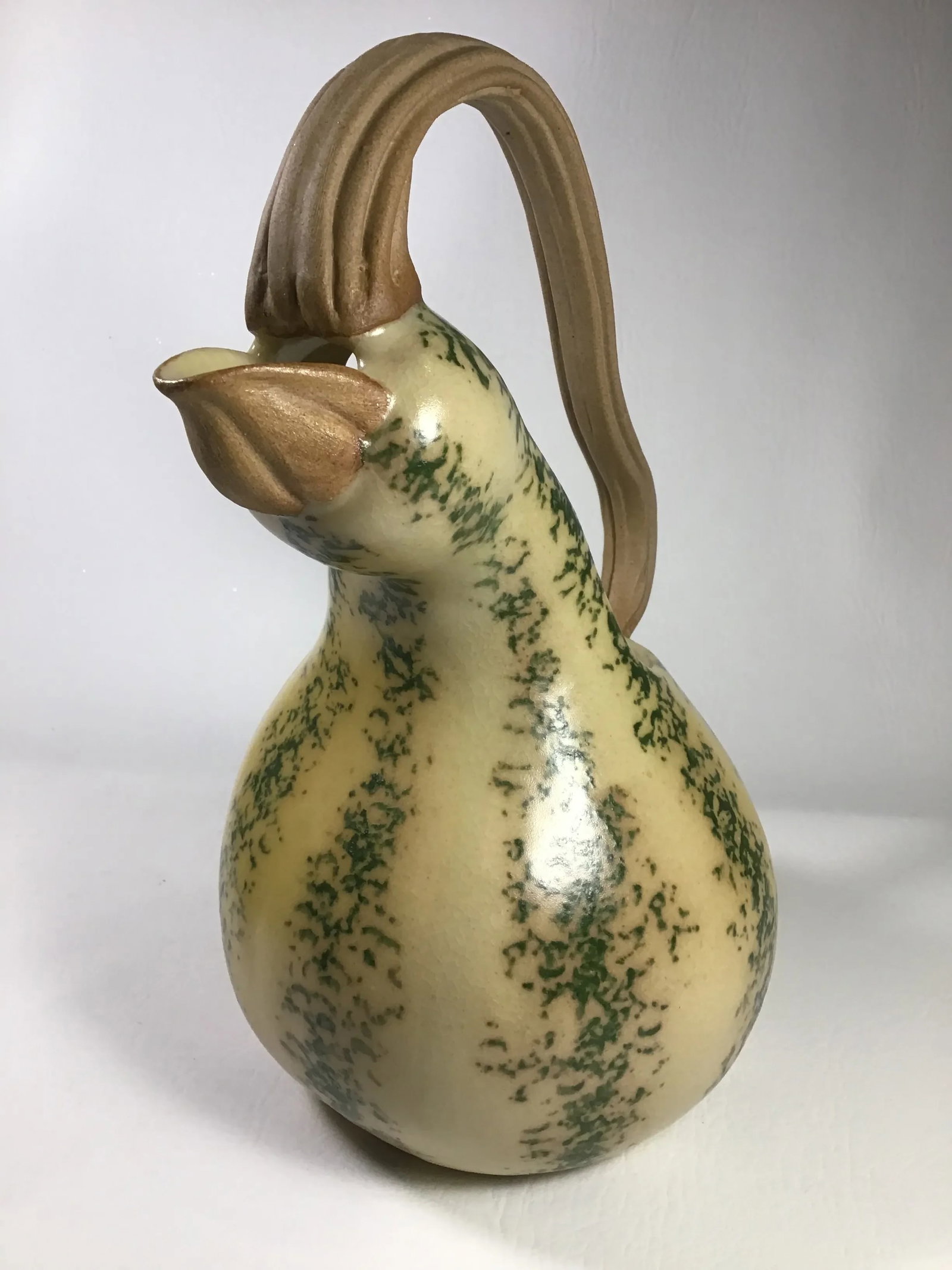 1999 Patricia Garrett Handmade American Pottery Gourd Pitcher - 4