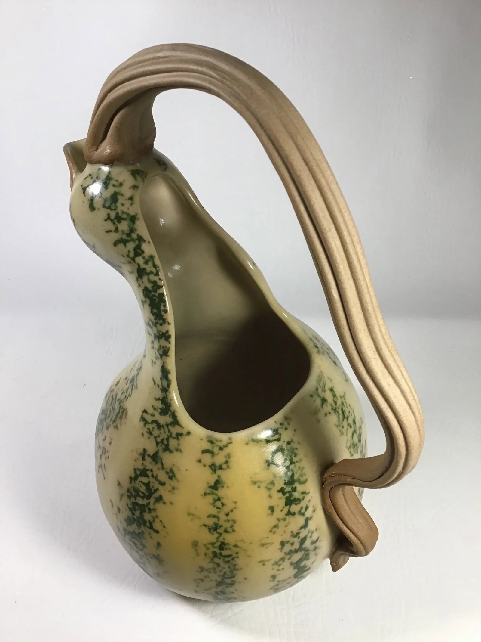 1999 Patricia Garrett Handmade American Pottery Gourd Pitcher - 5