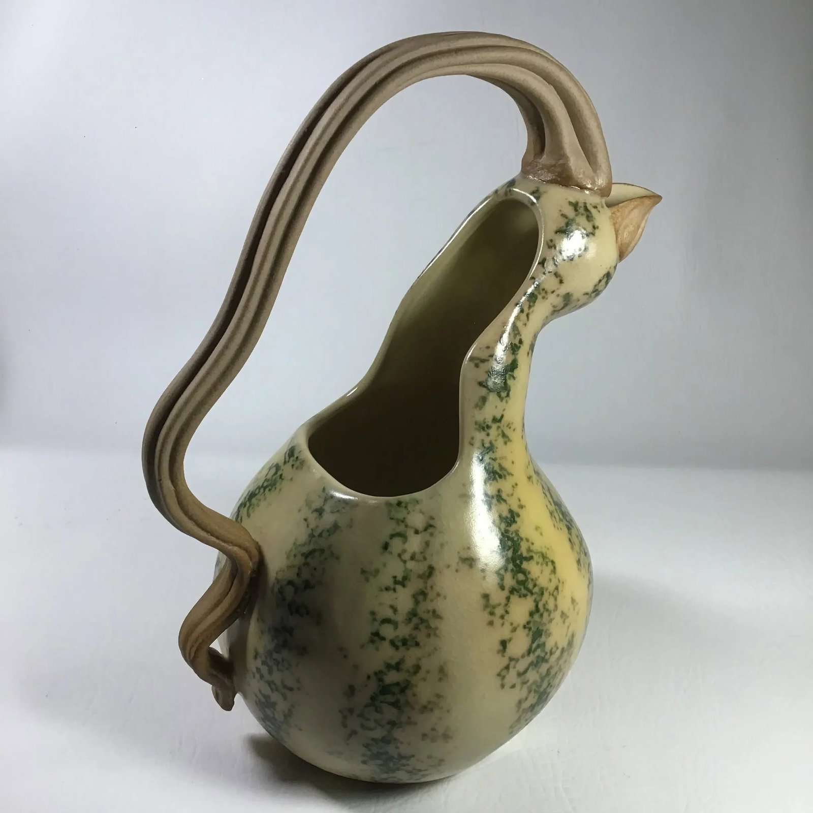 1999 Patricia Garrett Handmade American Pottery Gourd Pitcher - 6