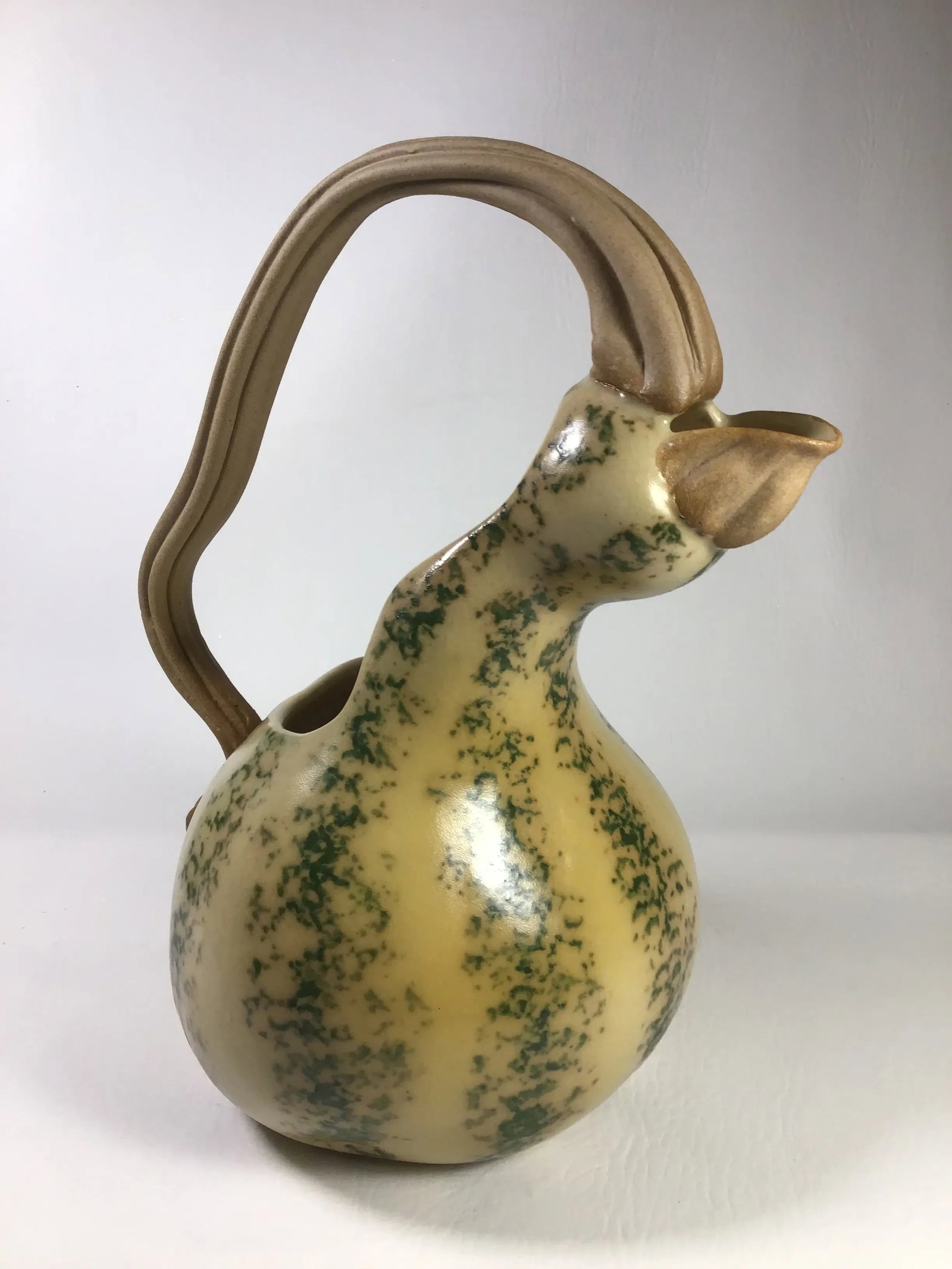 1999 Patricia Garrett Handmade American Pottery Gourd Pitcher - 9